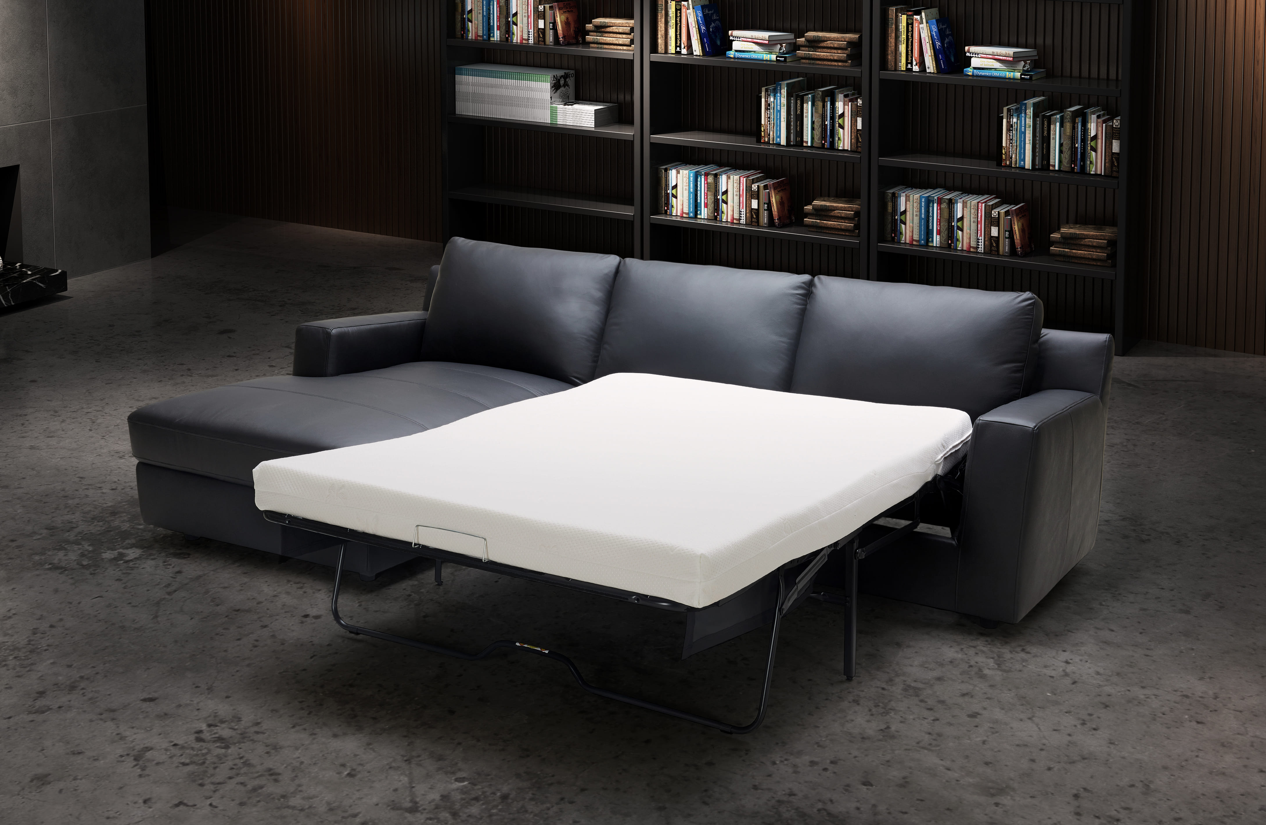 JM Furniture Elizabeth Black Left Hand Facing Chaise Sectional Sleeper