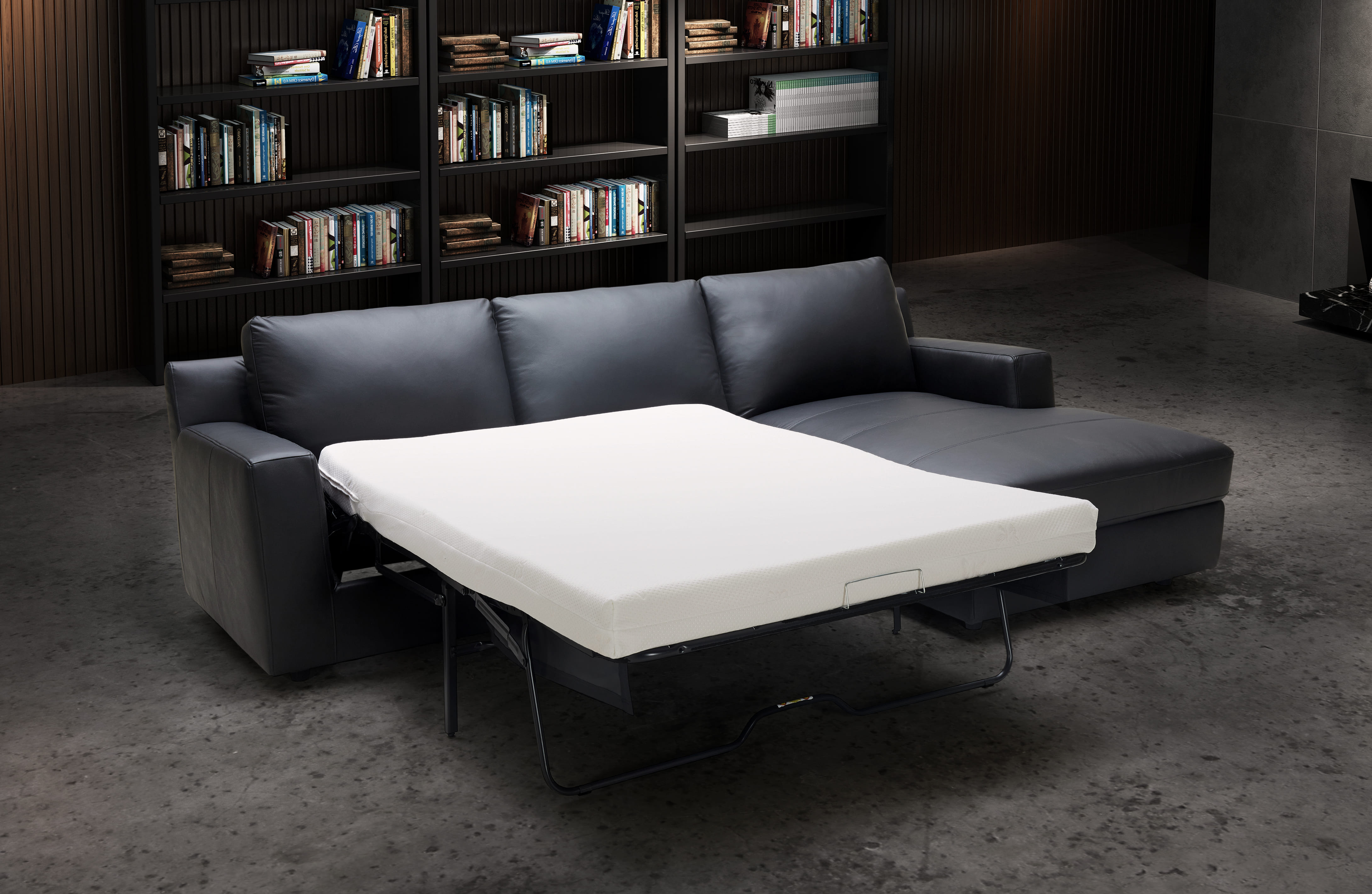 JM Furniture Elizabeth Black Right Hand Facing Chaise Sectional Sleeper