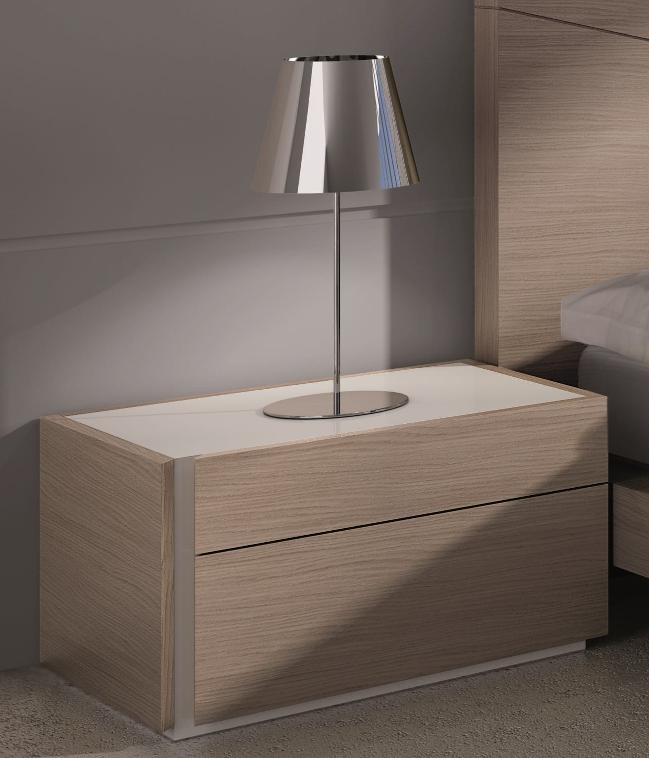 JM Furniture Evora Wenge Light Grey Left Facing Night Stand