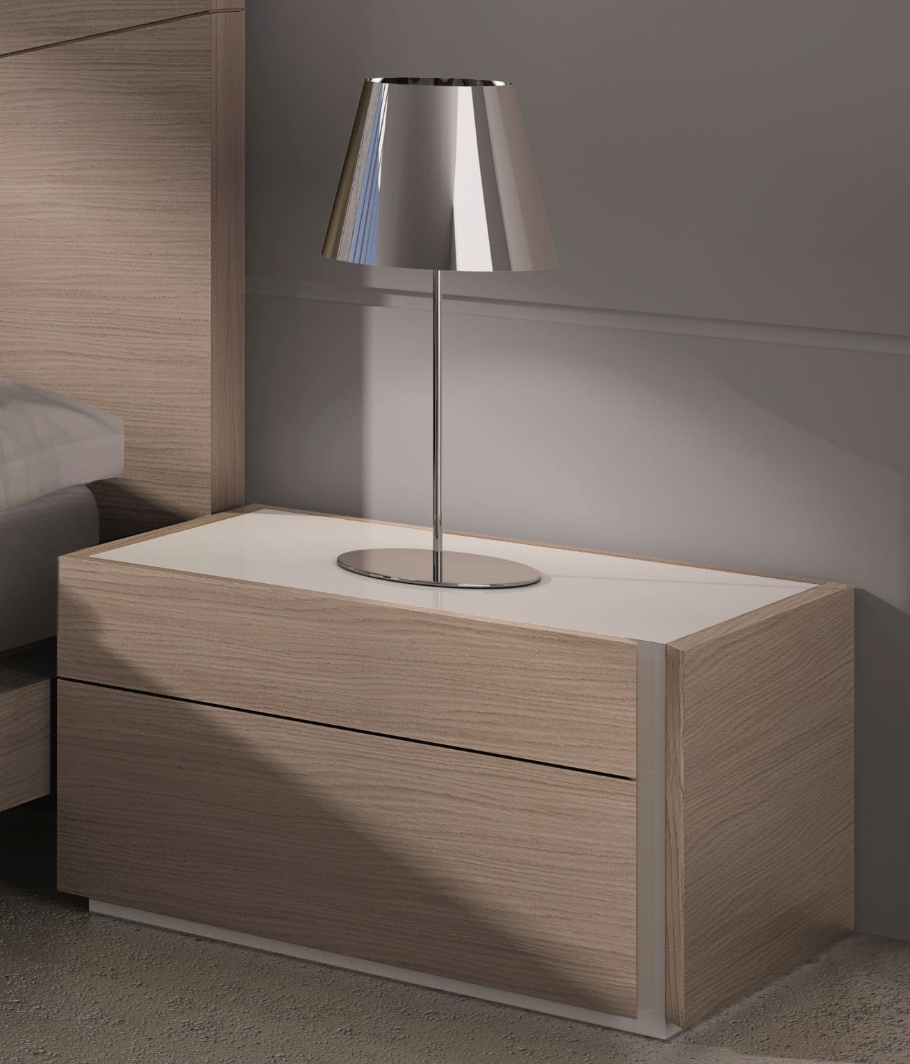 JM Furniture Evora Wenge Light Grey Right Facing Night Stand