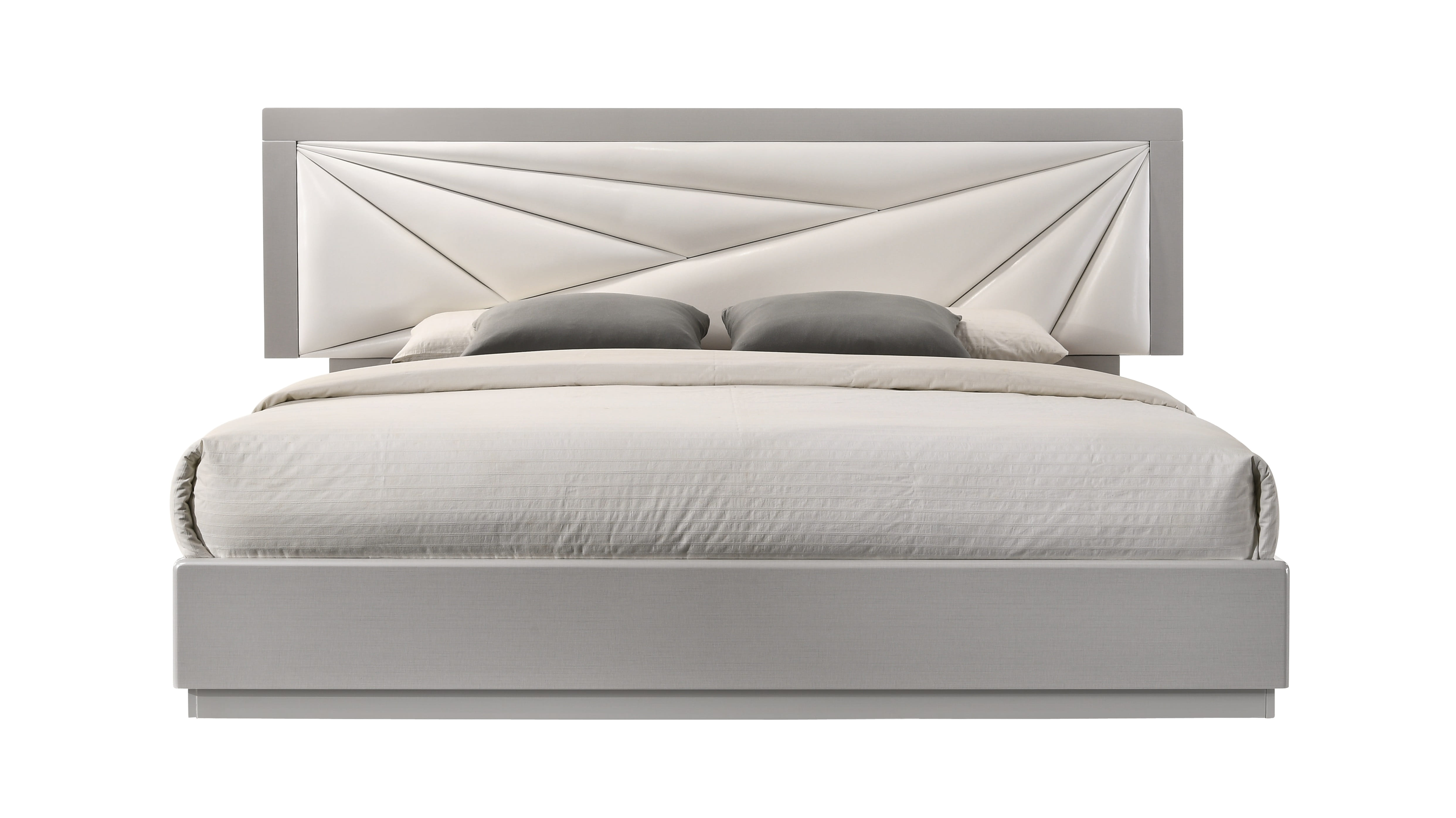 JM Furniture Florence White Taupe Queen Bed