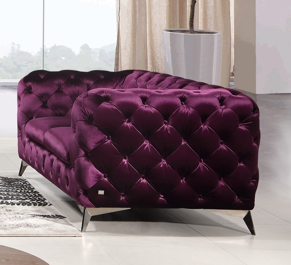 JM Furniture Glitz Purple Fabric Love Seat