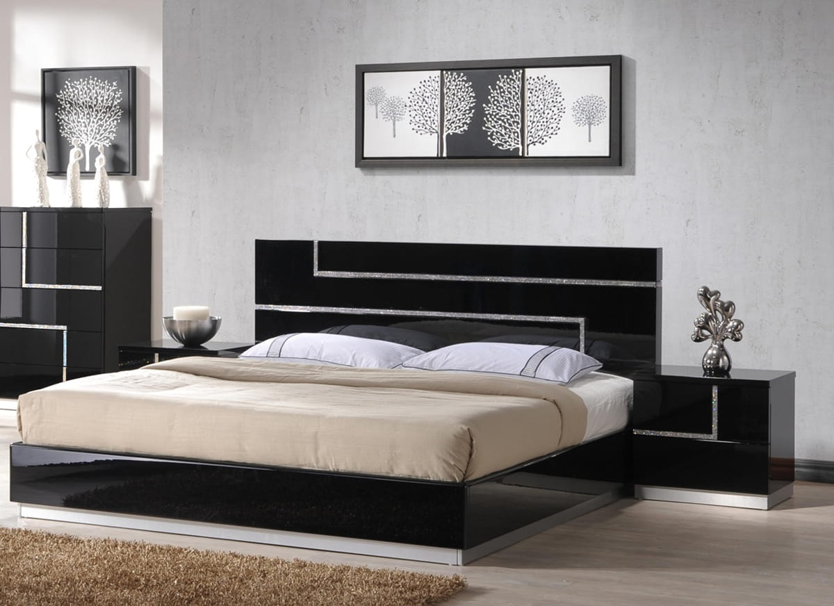 JM Furniture Lucca Black 3pc Full Bedroom Set