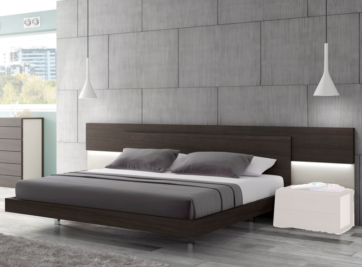 JM Furniture Maia Light Grey Wenge Queen Bed