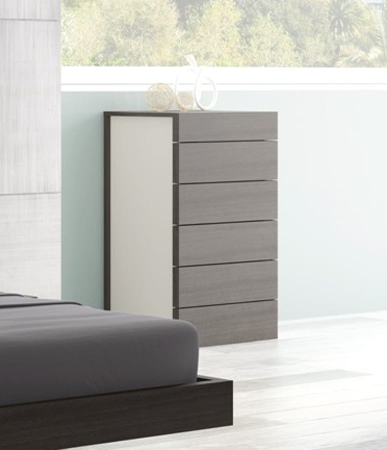JM Furniture Maia Light Grey Wenge 6 Drawers Chest
