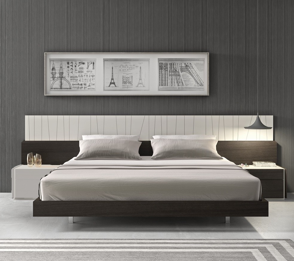 JM Furniture Porto Light Grey Wenge 2pc Queen Bedroom Set with Right Night ...