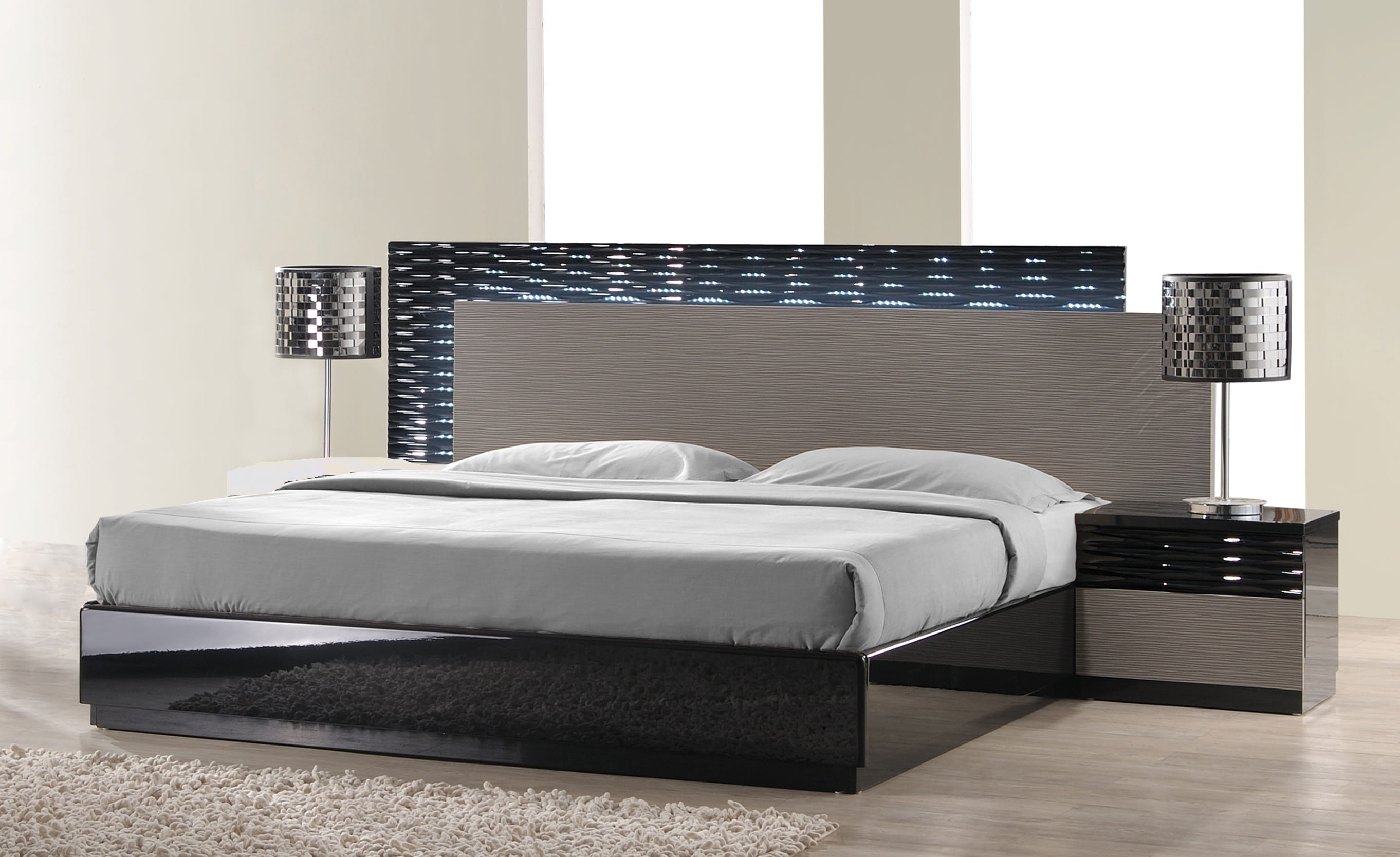 JM Furniture Roma Black Grey 2pc King Bedroom Set