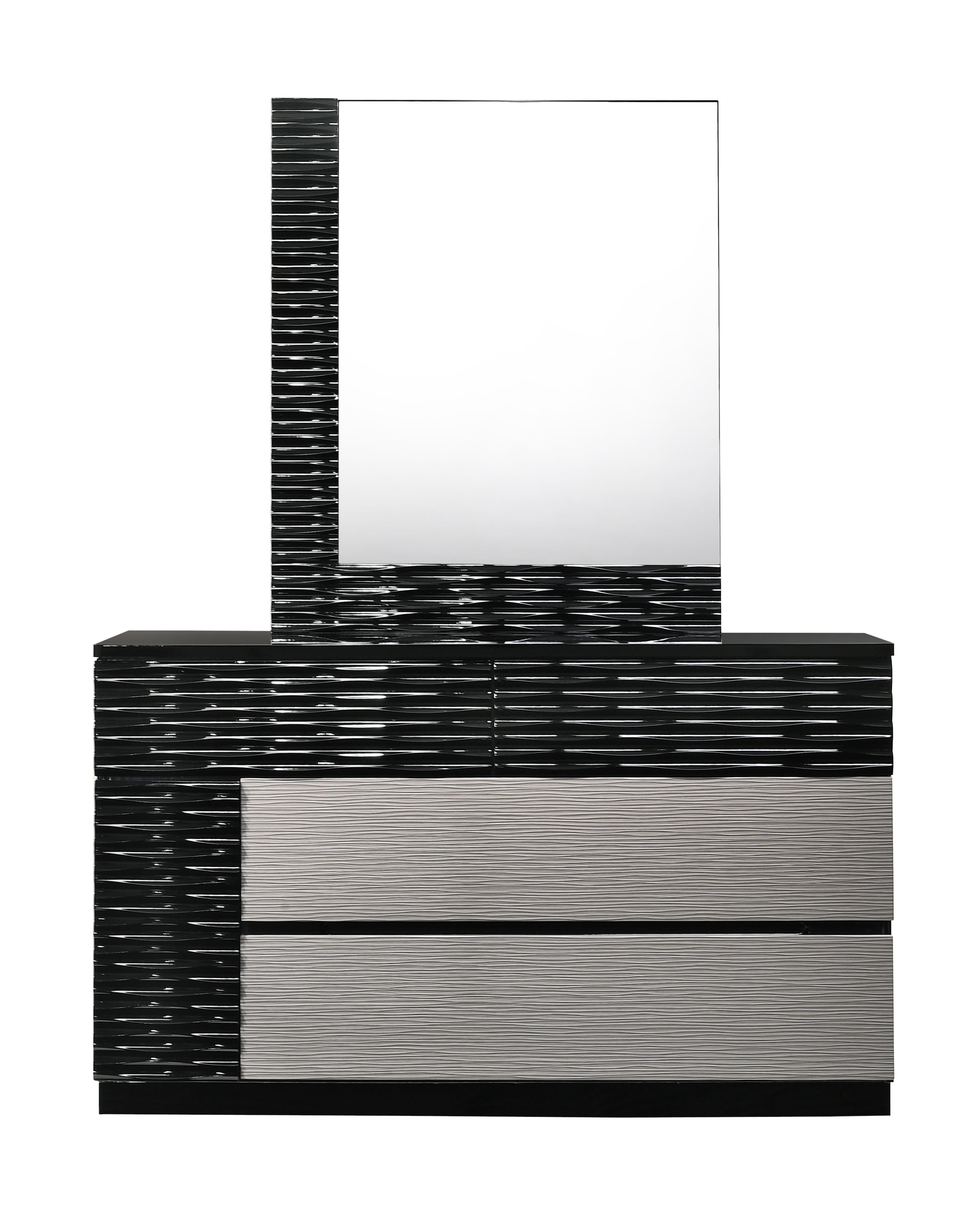 JM Furniture Roma Black Grey Dresser and Mirror