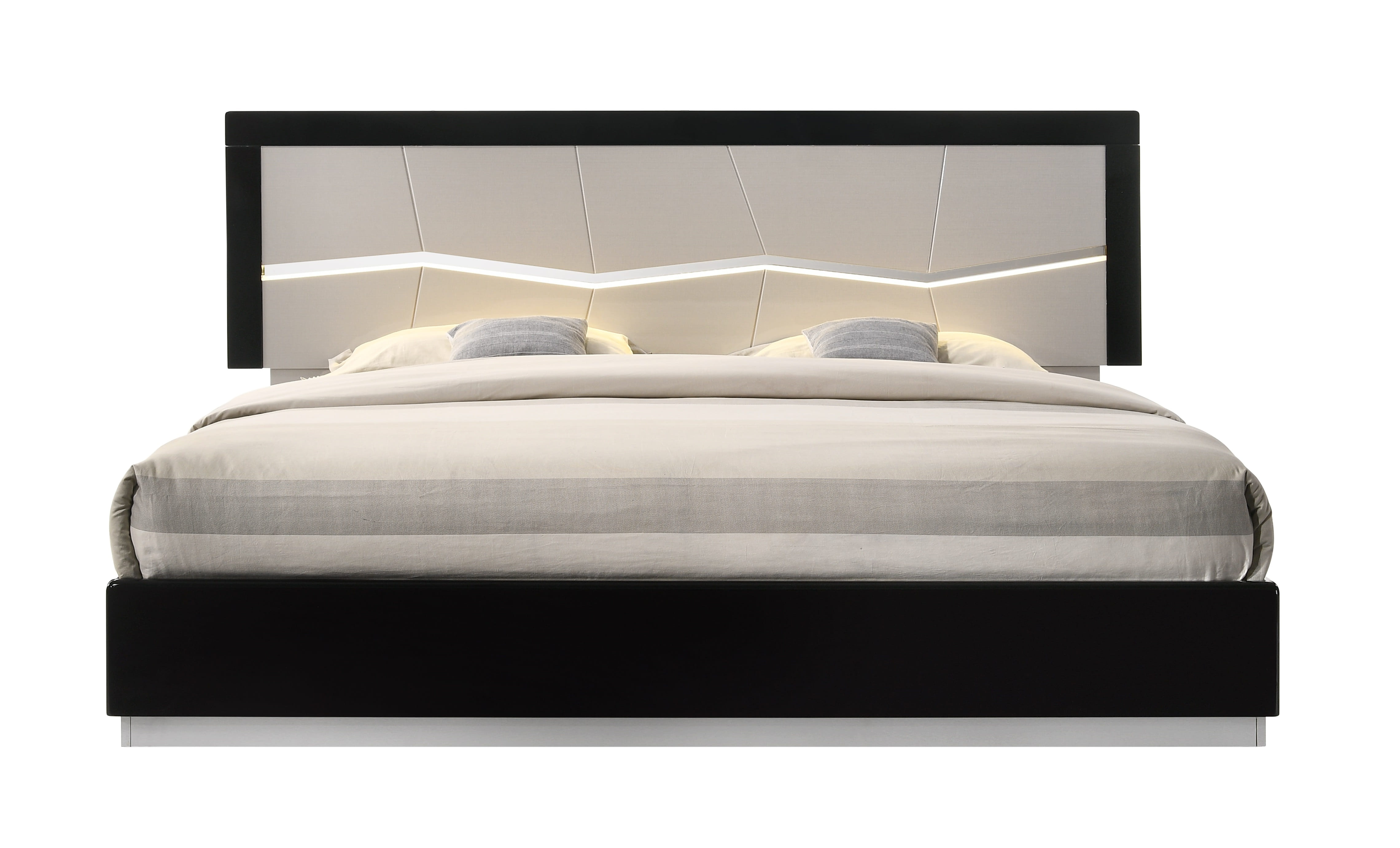 JM Furniture Turin Light Grey Black Queen Bed