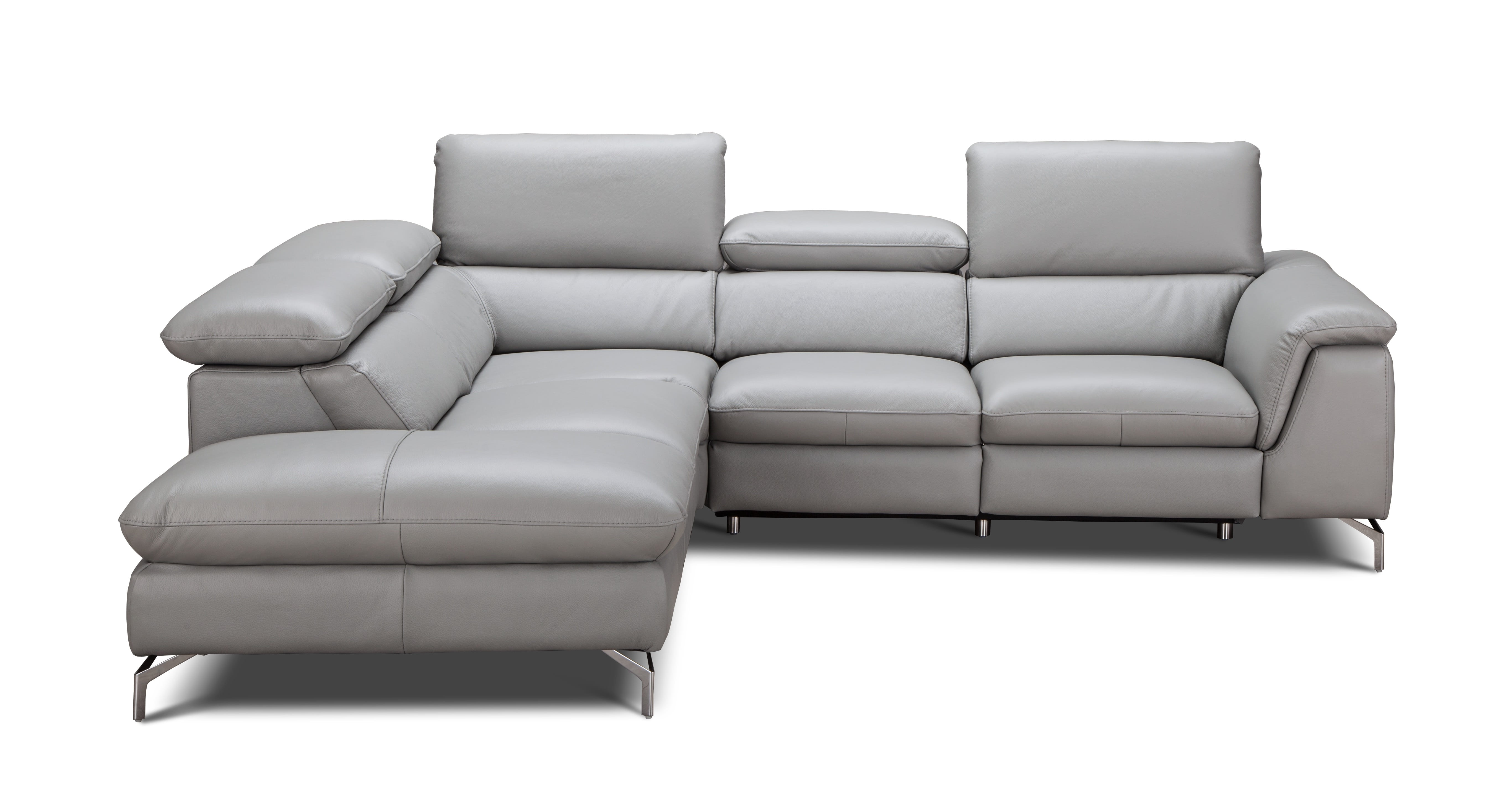 JM Furniture Viola Light Grey Leather Left Hand Facing Chaise Sectional