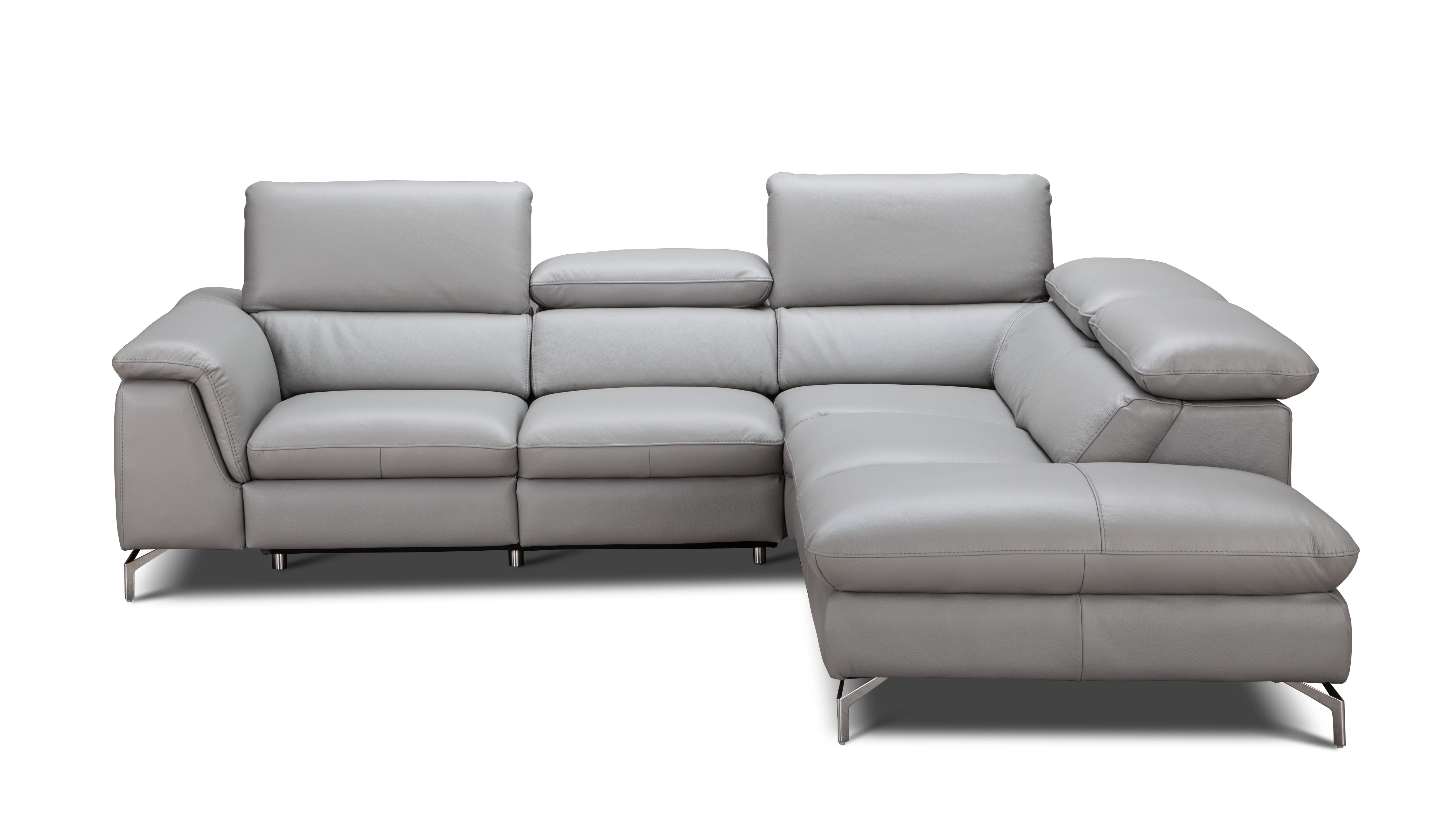 JM Furniture Viola Light Grey Leather Right Hand Facing Chaise Sectional