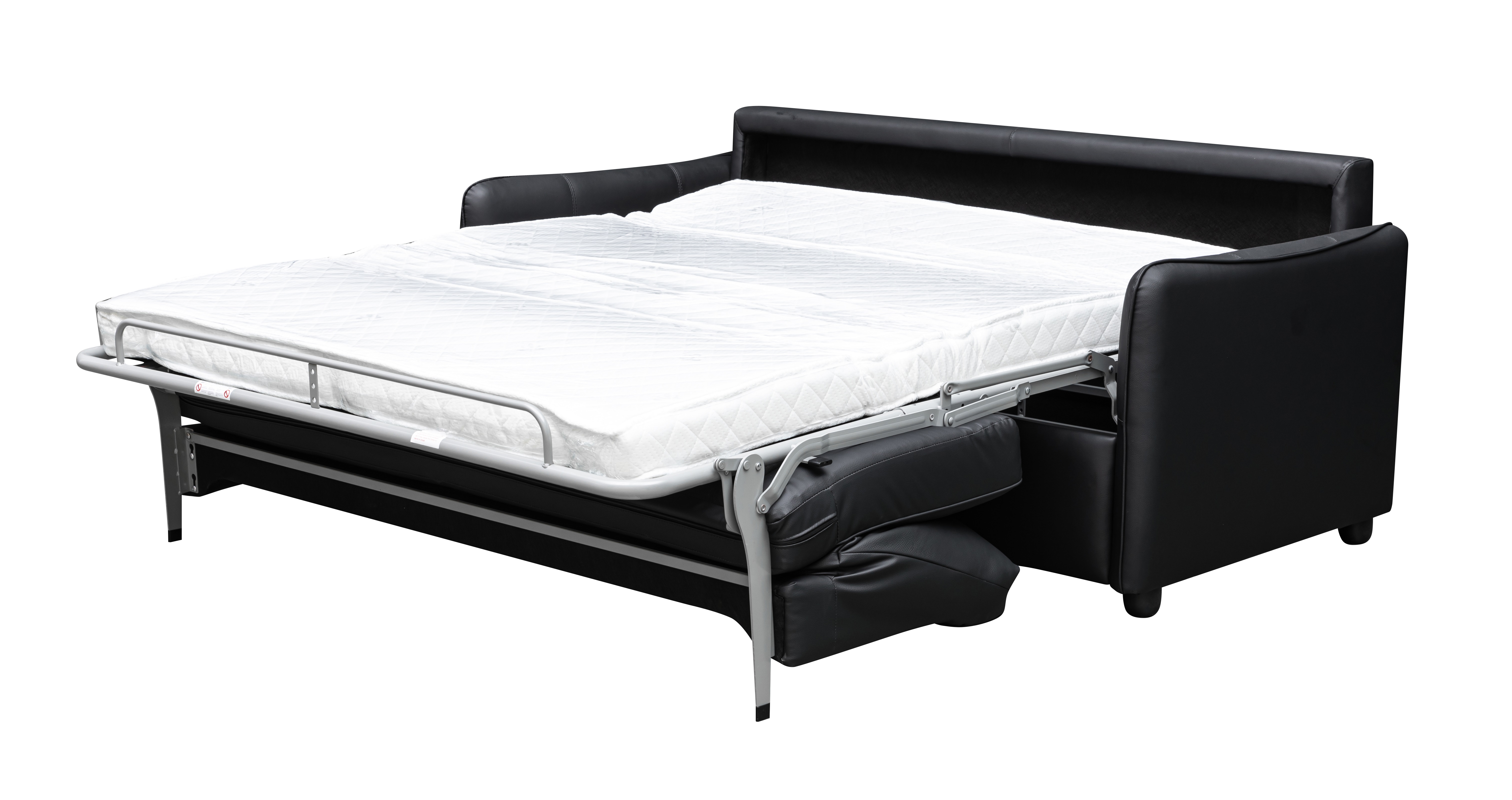 Klaussner Furniture Black Leather Full Smart Sleeper Sofa with Memory Foam ...