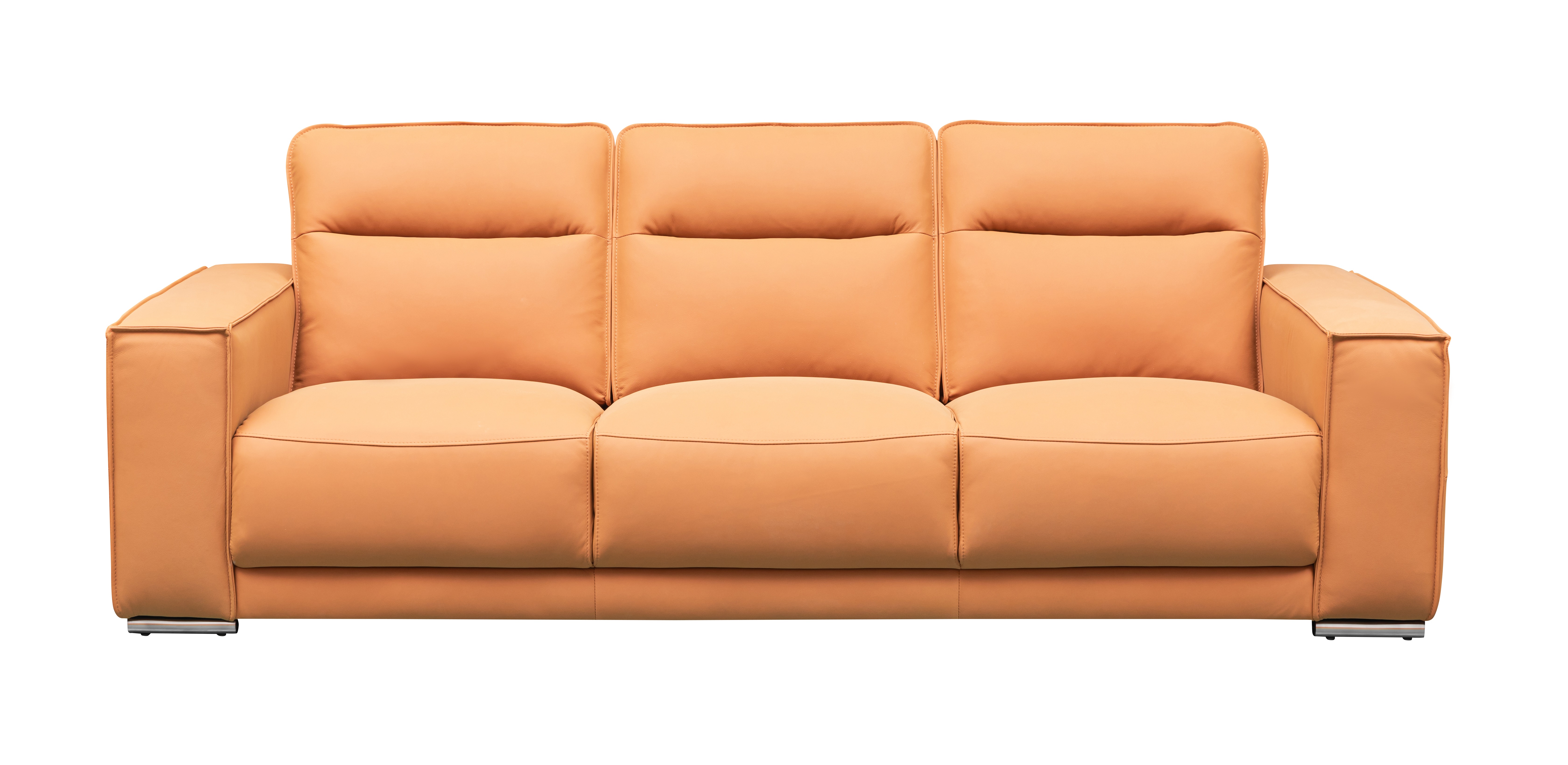 Klaussner Furniture Grazia Orange Leather 3 Seater Sofa