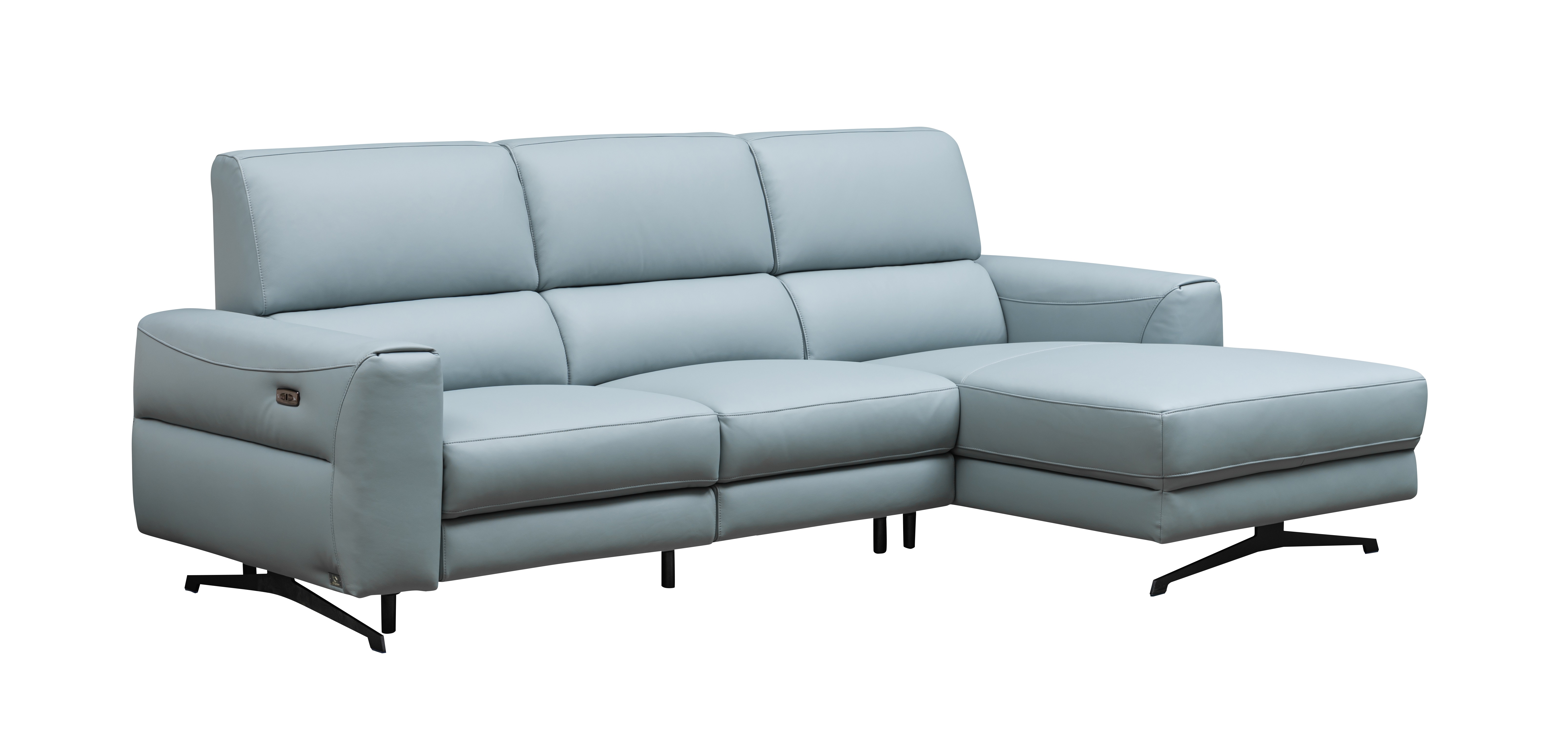 Klaussner Furniture Milano Blue 3 Seater Power Recliner Sectional with Chai...