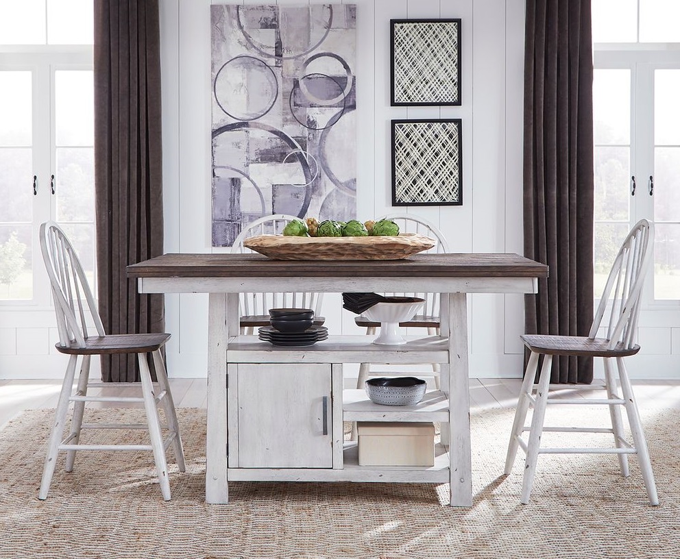 Liberty Farmhouse Two Tone White 5pc Counter Height Set