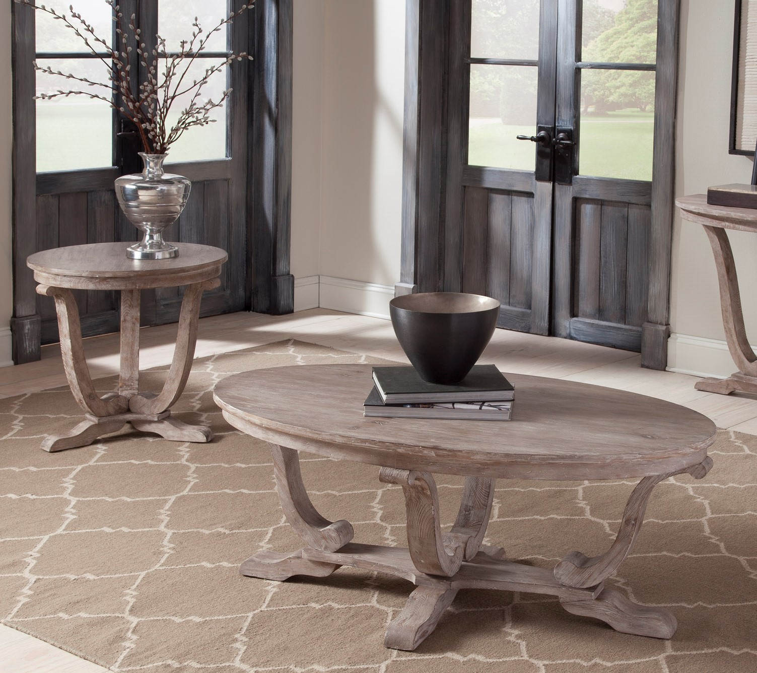 Liberty Greystone Mill White Wash 3pc Coffee Table Set