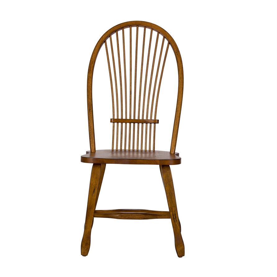 2 Liberty Treasures Rustic Oak Sheaf Back Side Chairs