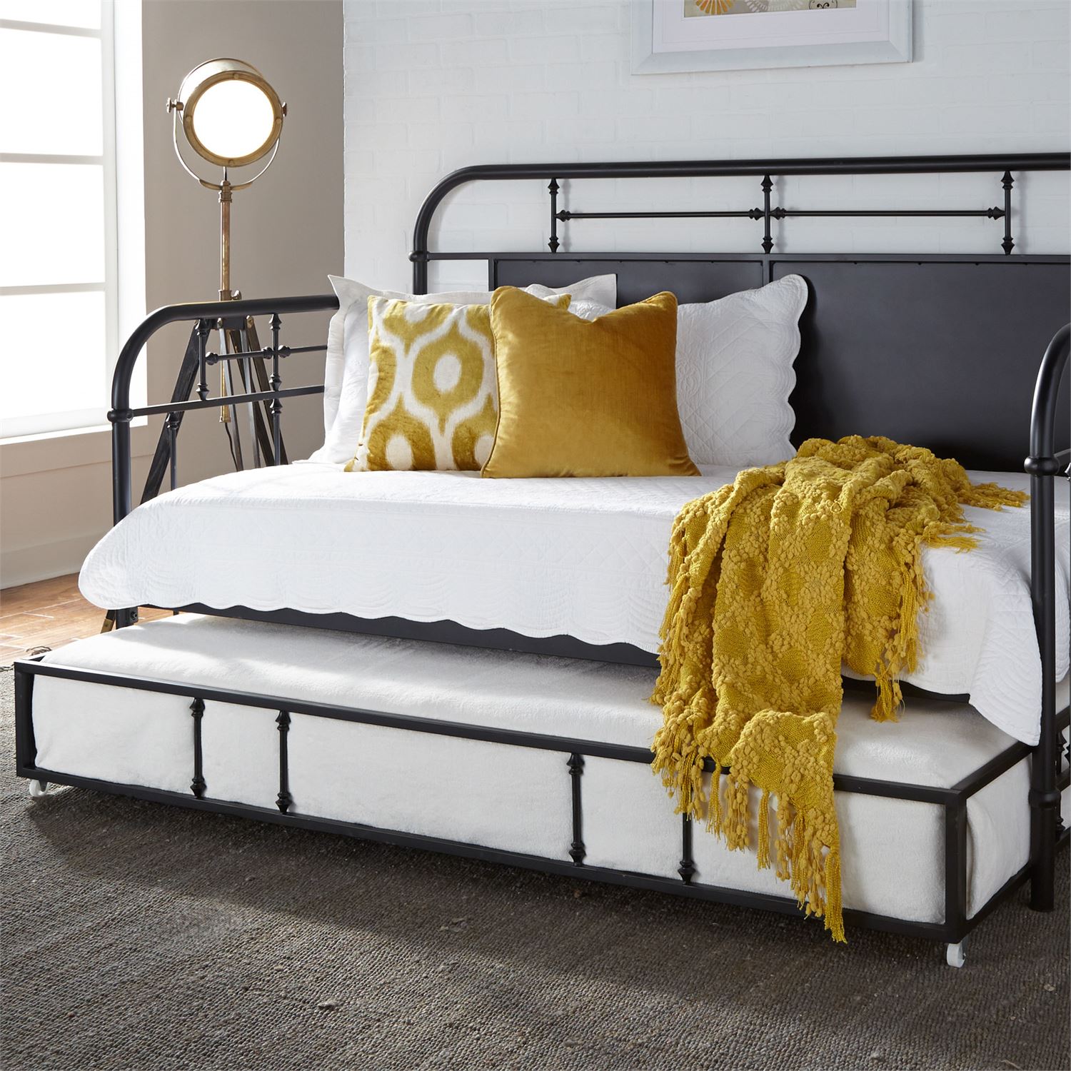 Liberty Vintage Black Twin Metal Day Bed With Trundle
