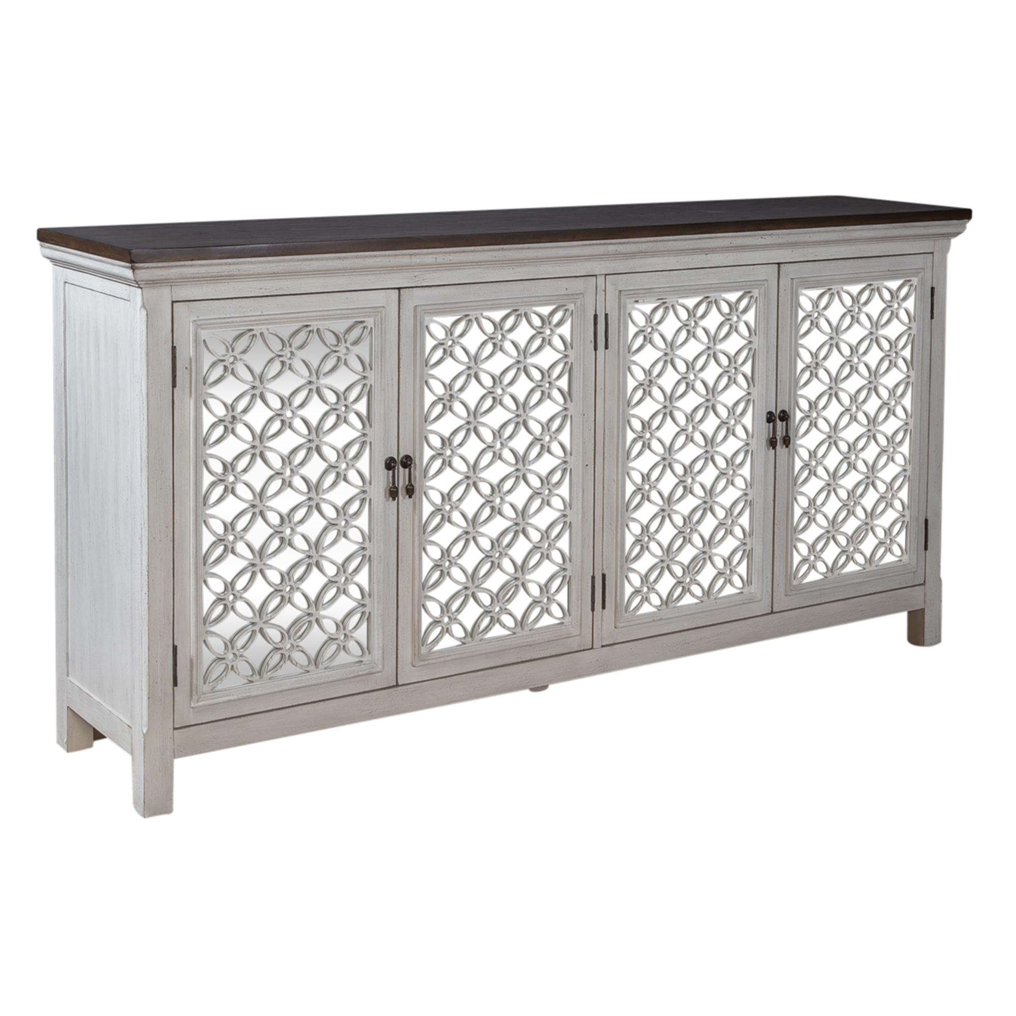 Liberty Westridge Wire Brushed Gray White 4 Doors Accent Cabinet