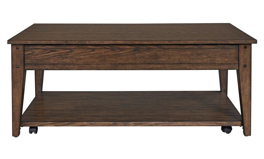 Liberty Lake House Rustic Brown Oak Lift Top Cocktail Table