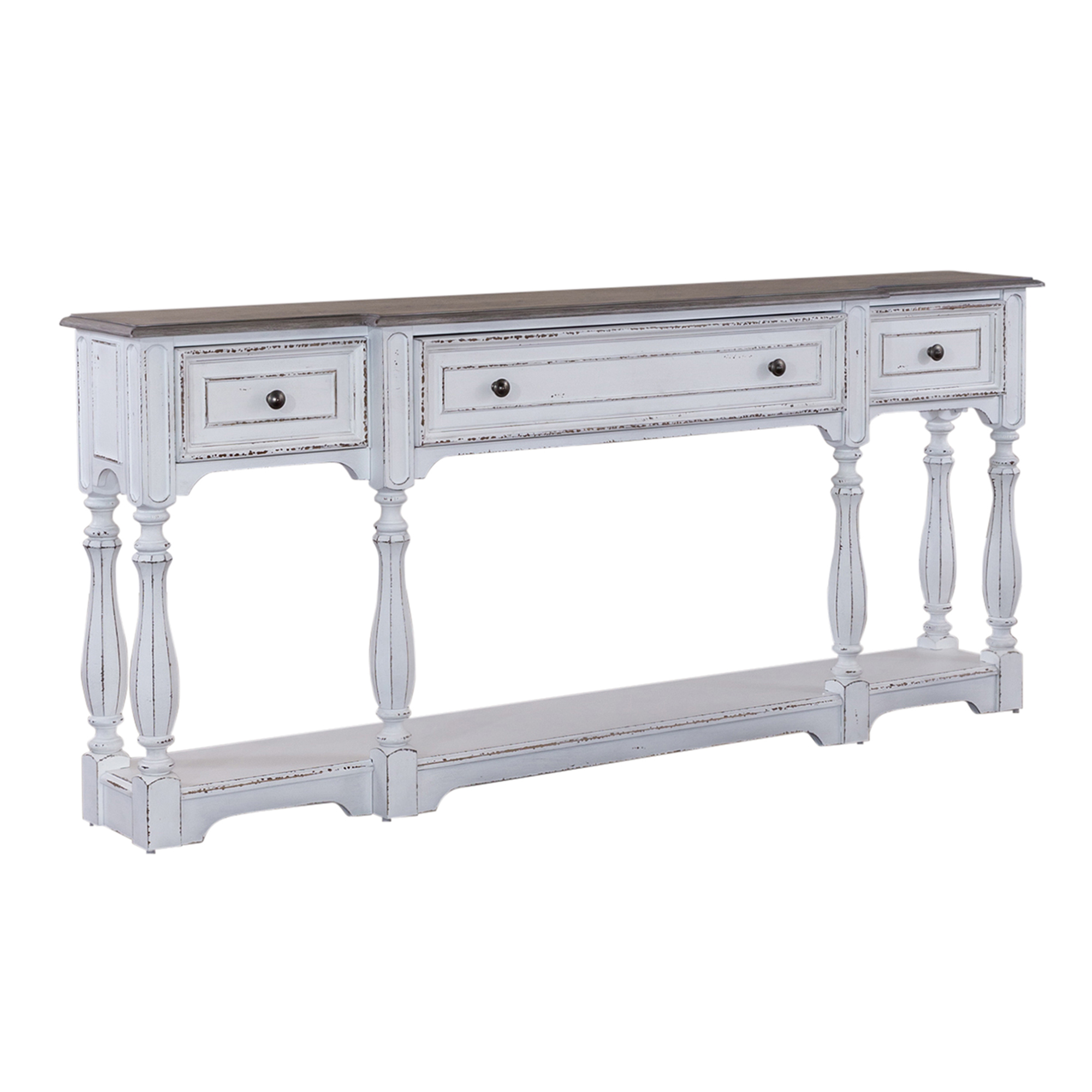 Liberty Magnolia Manor Antique White Weathered Bark 72 Inch Hall Console Ta...