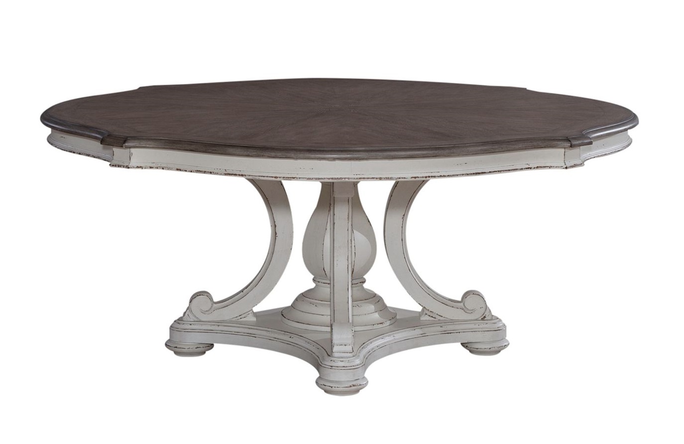 Liberty Magnolia Manor Antique White Weathered Bark 72 Inch Round Pedestal ...