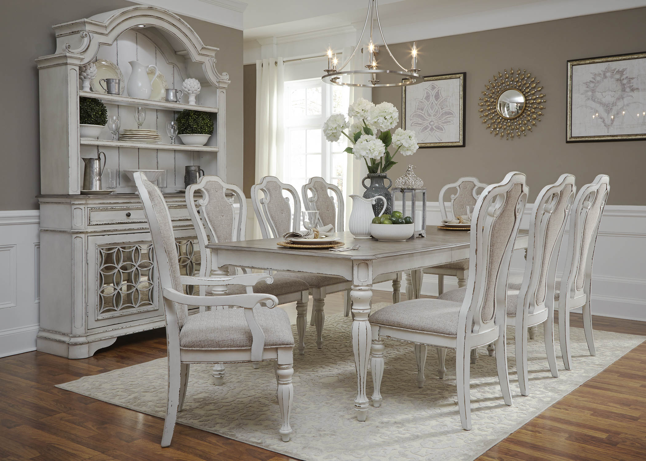 Liberty Magnolia Manor Antique White 9pc Dining Set