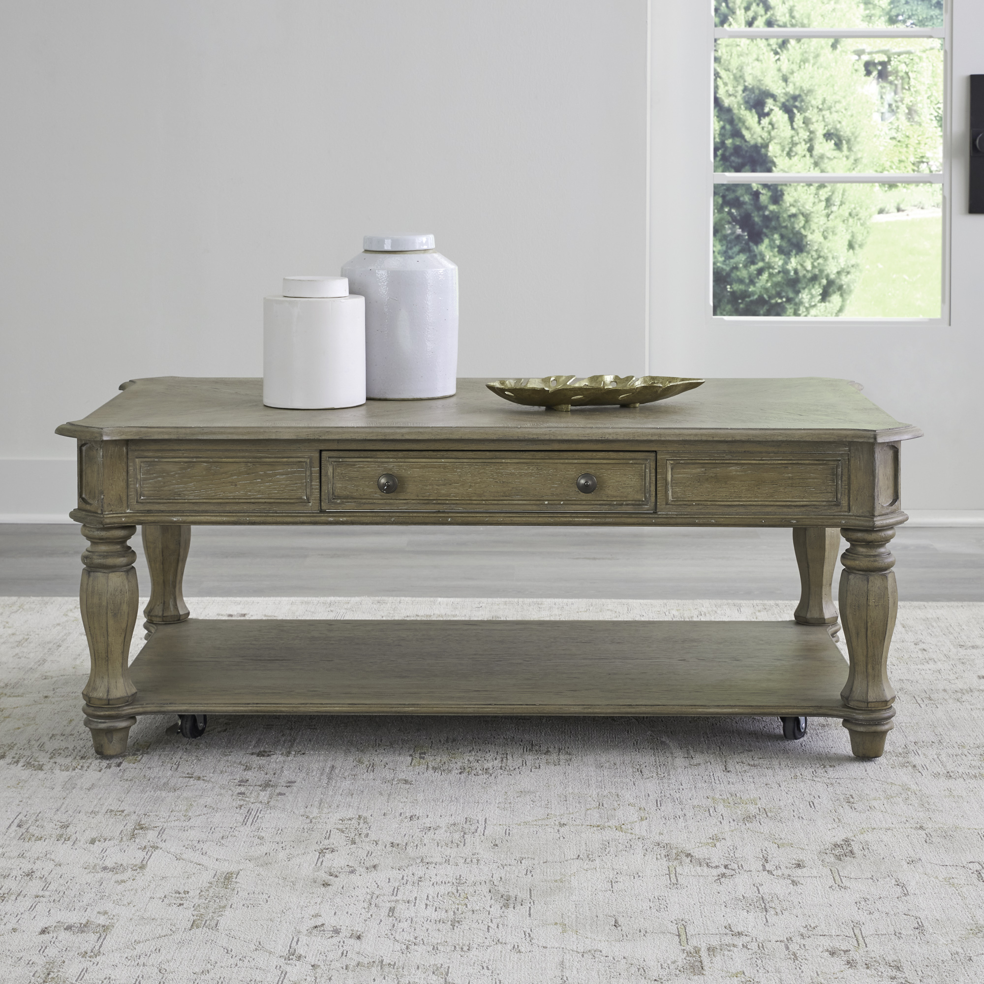 Liberty Magnolia Manor Weathered Bisque Rectangular Cocktail Table
