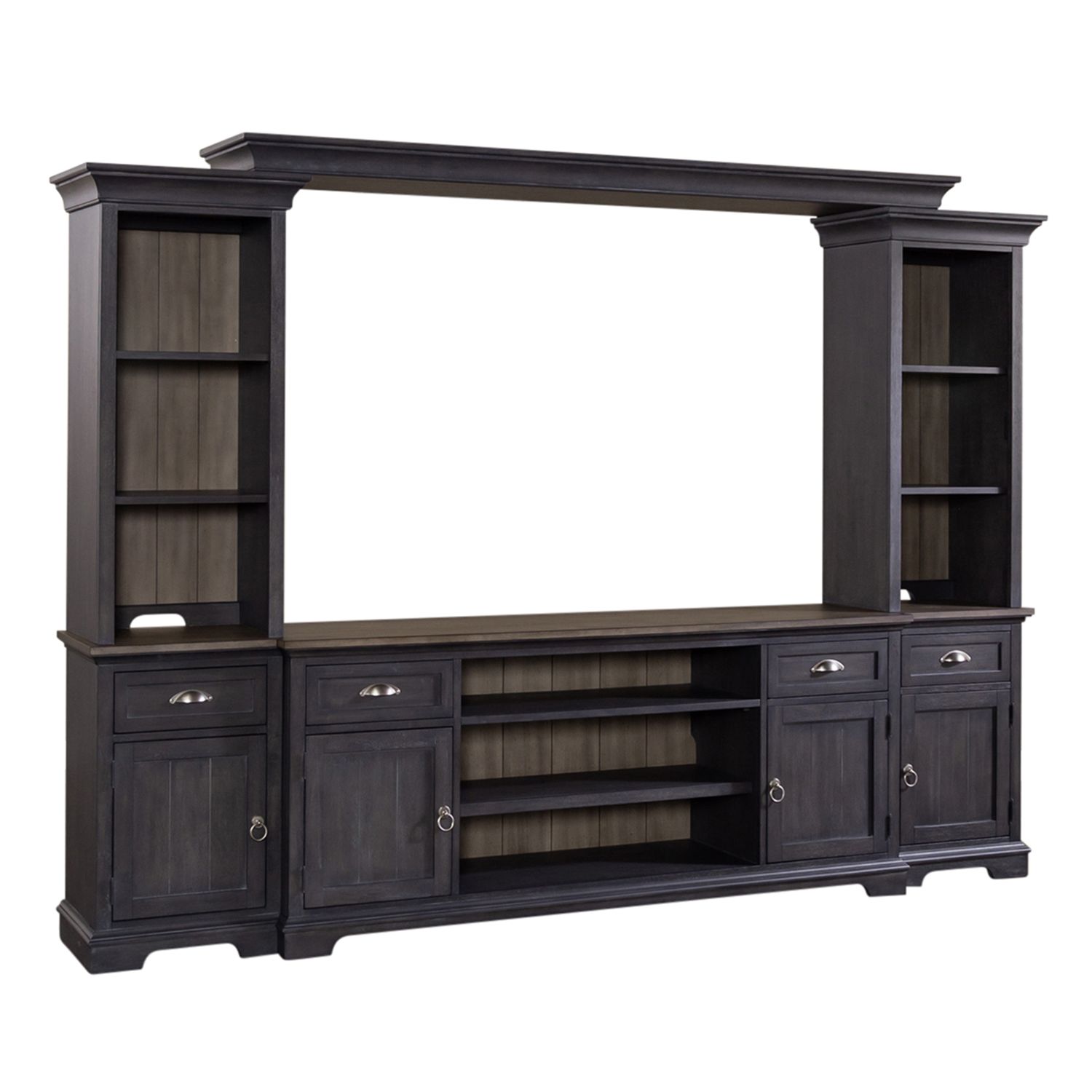 Liberty Ocean Isle Slate Weathered Pine Entertainment Center with Piers