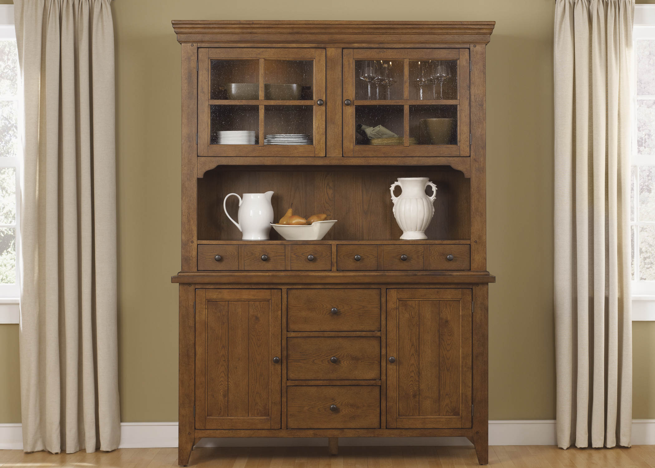 Liberty Hearthstone Rustic Oak Hutch and Buffet