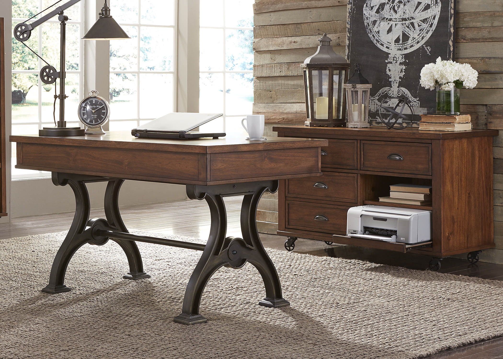 Liberty Arlington House Brown 2pc Writing Desk And Credenza Set