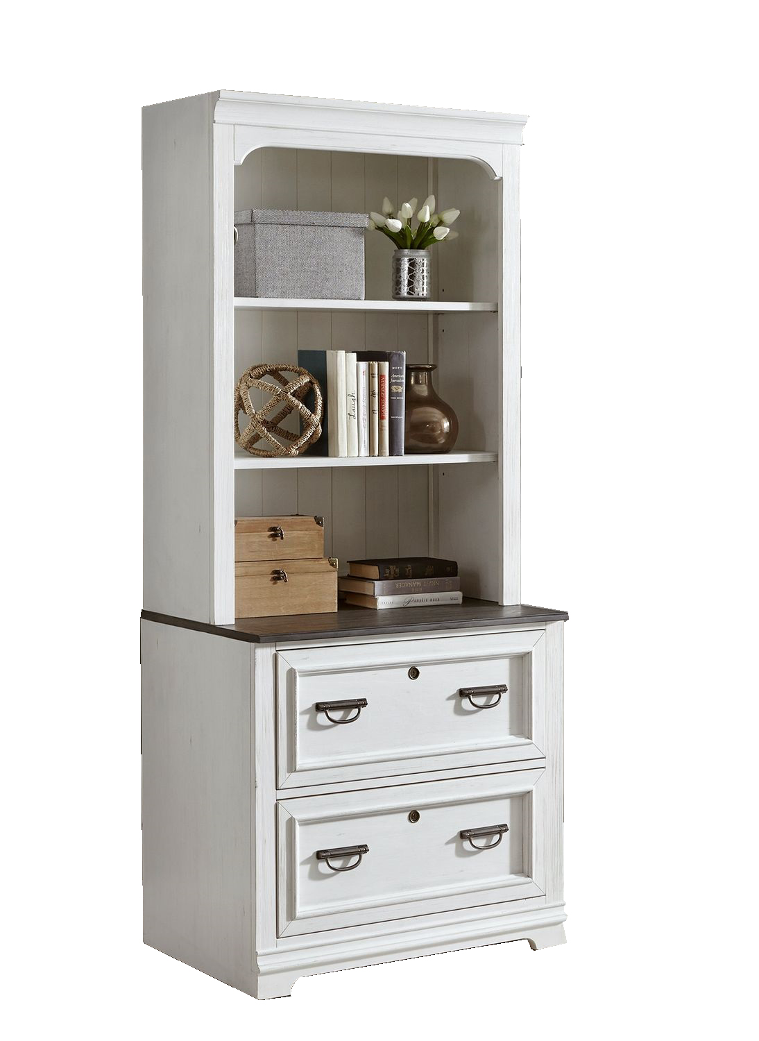 Liberty Allyson Park Wirebrushed White Bunching Lateral File Cabinet With H...