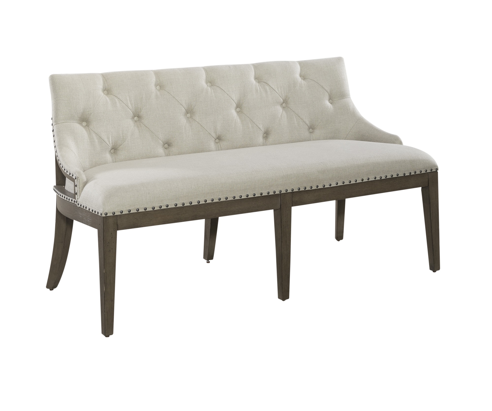 Liberty Americana Farmhouse Dusty Taupe Upholstered Shelter Dining Bench