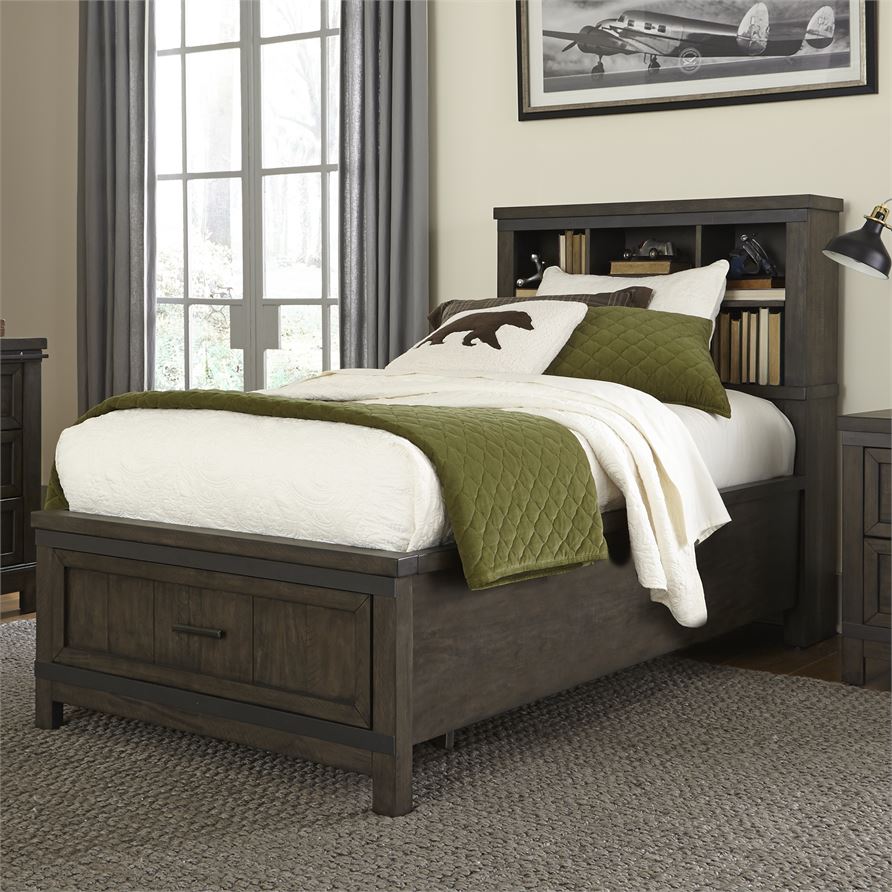 Liberty Thornwood Hills Beaten Gray 2pc Twin Bookcase Bedroom Set