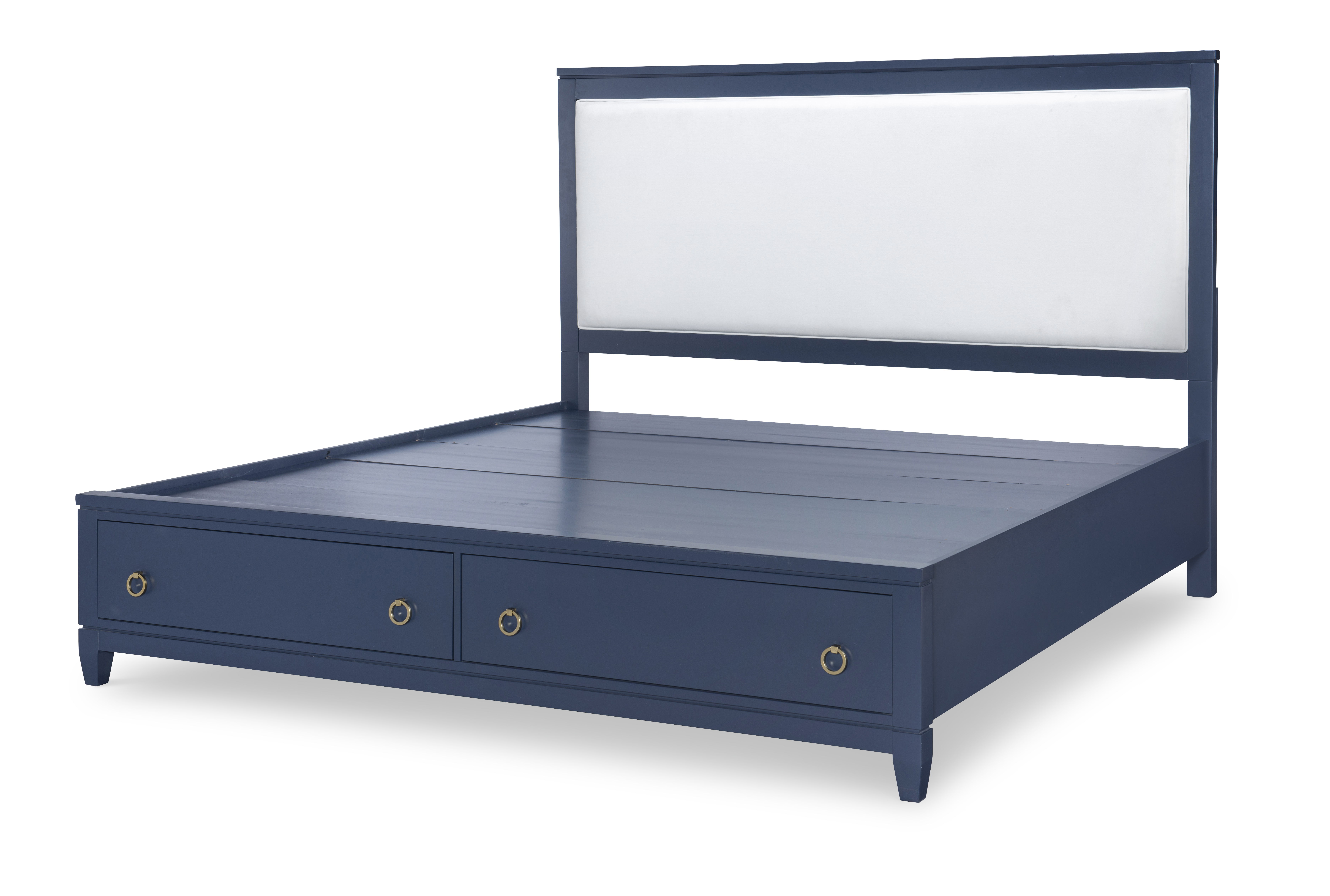 Legacy Furniture Summerland Inkwell Blue Queen Upholstered Storage Bed