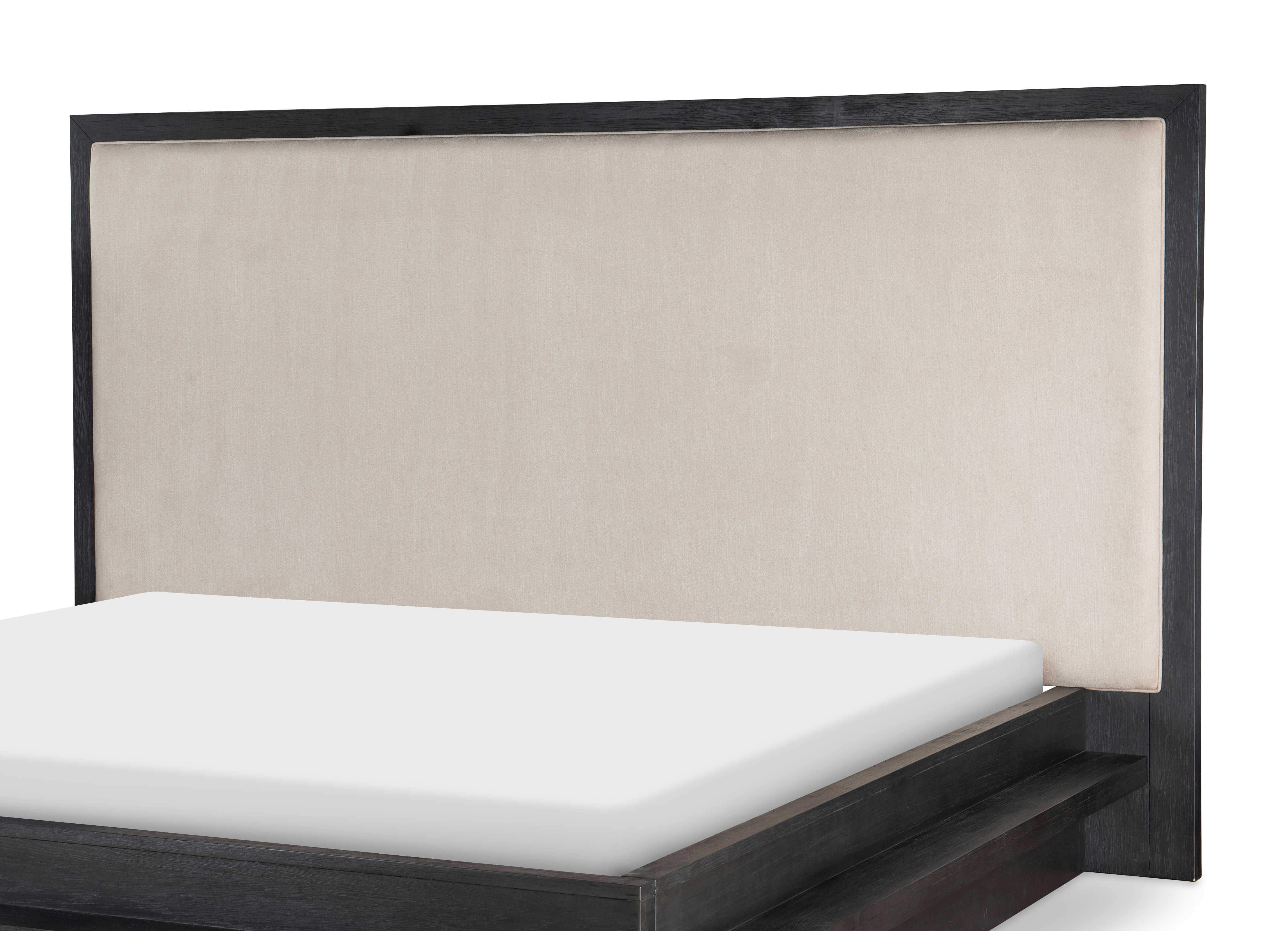 Upholstered Headboard King Dark Oak Finish 6/6