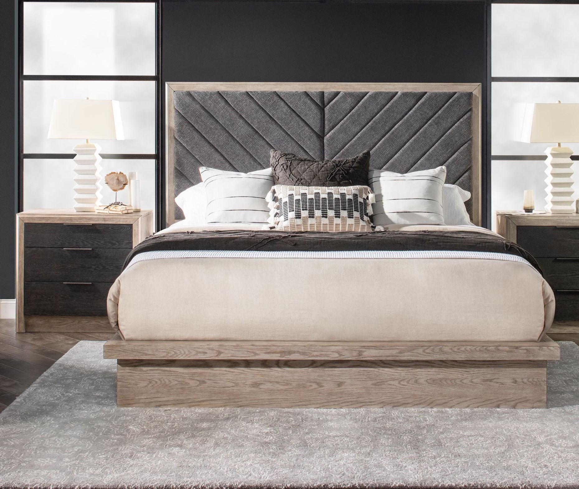 Legacy Furniture Halifax Java Flax 2pc King Upholstered Bedroom Set With 3 ...