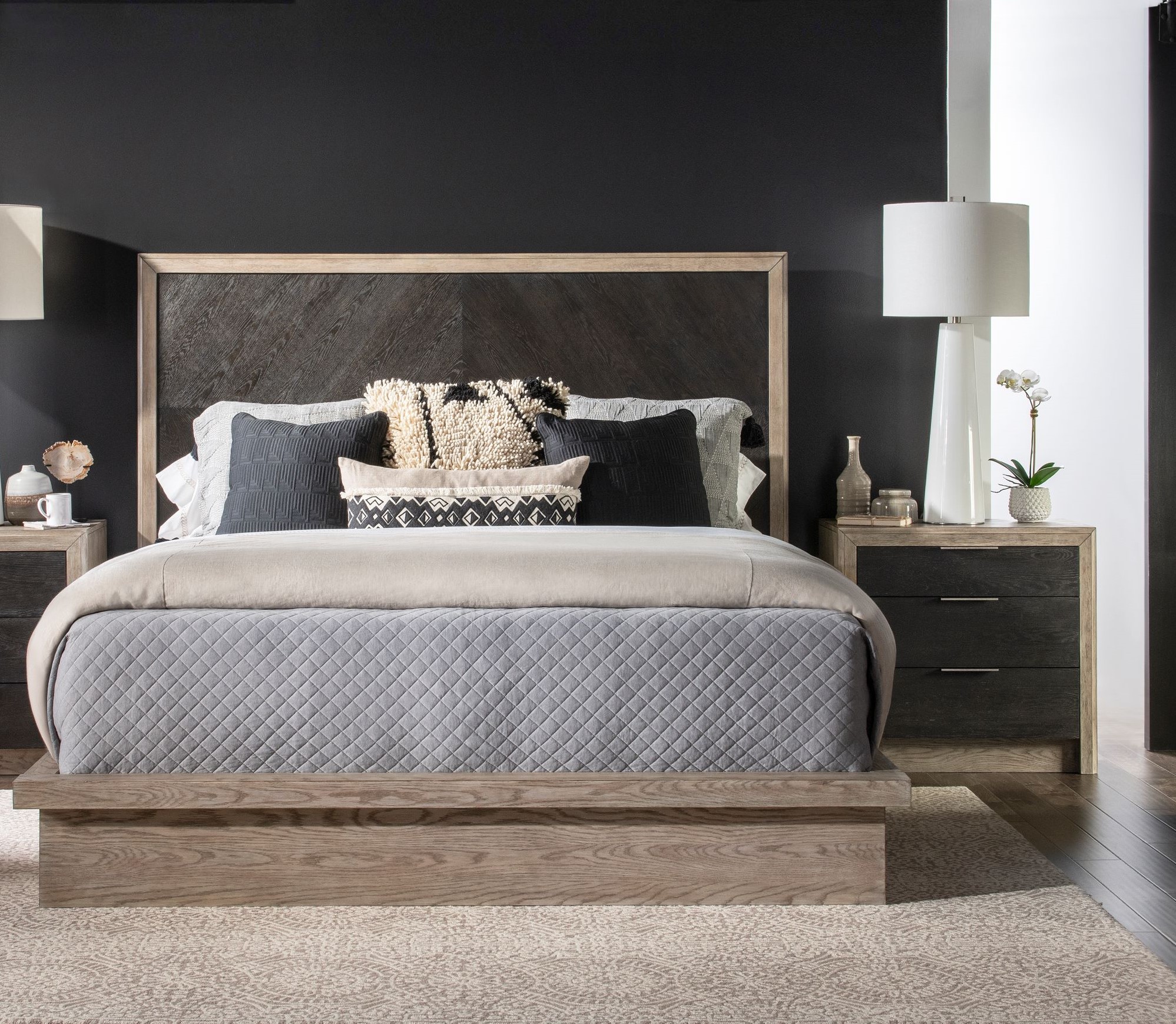 Legacy Furniture Halifax Java Flax 2pc King Bedroom Set With 3 Drawers Nigh...