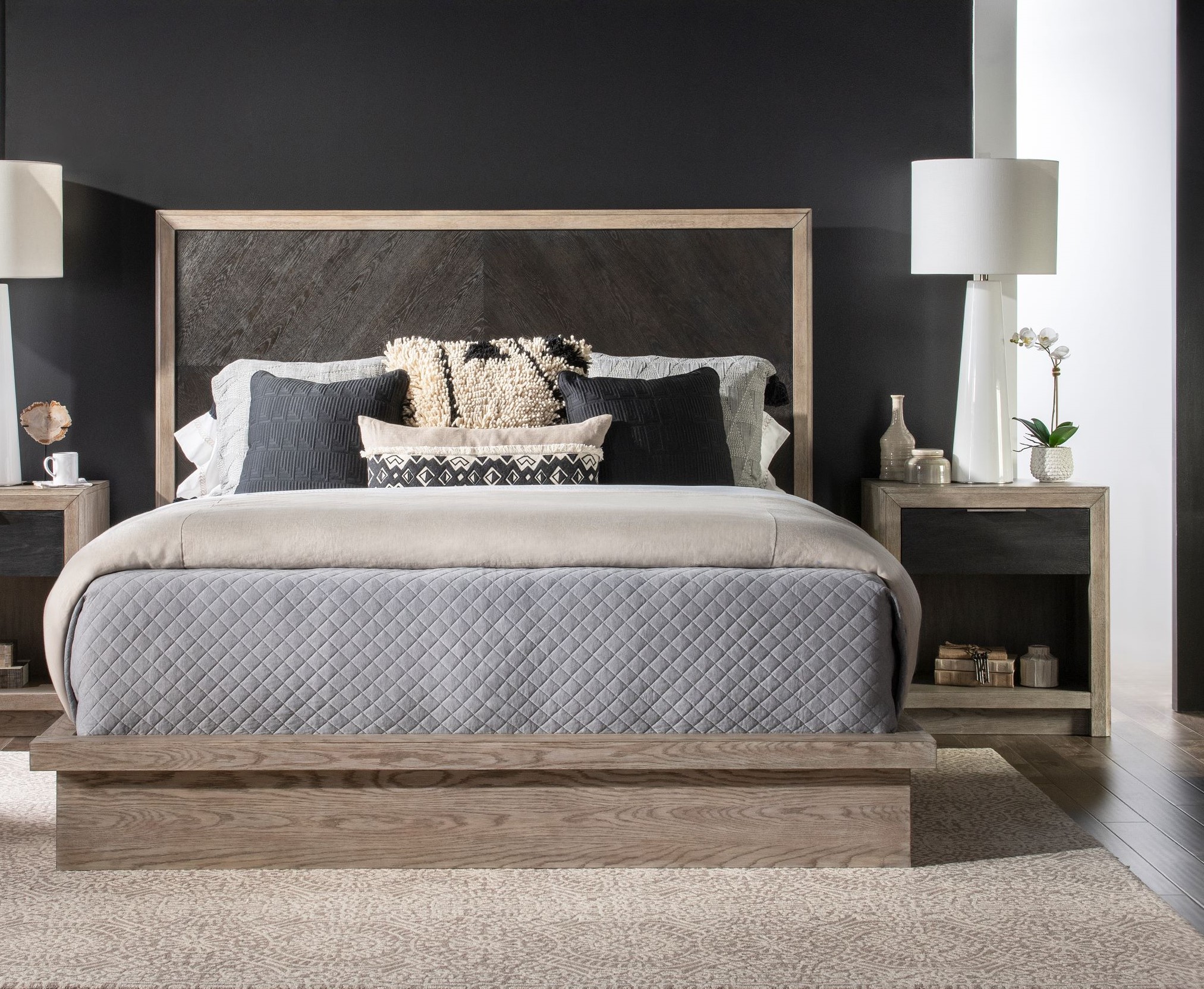 Legacy Furniture Halifax Java Flax 2pc King Bedroom Set With Open Nightstan...