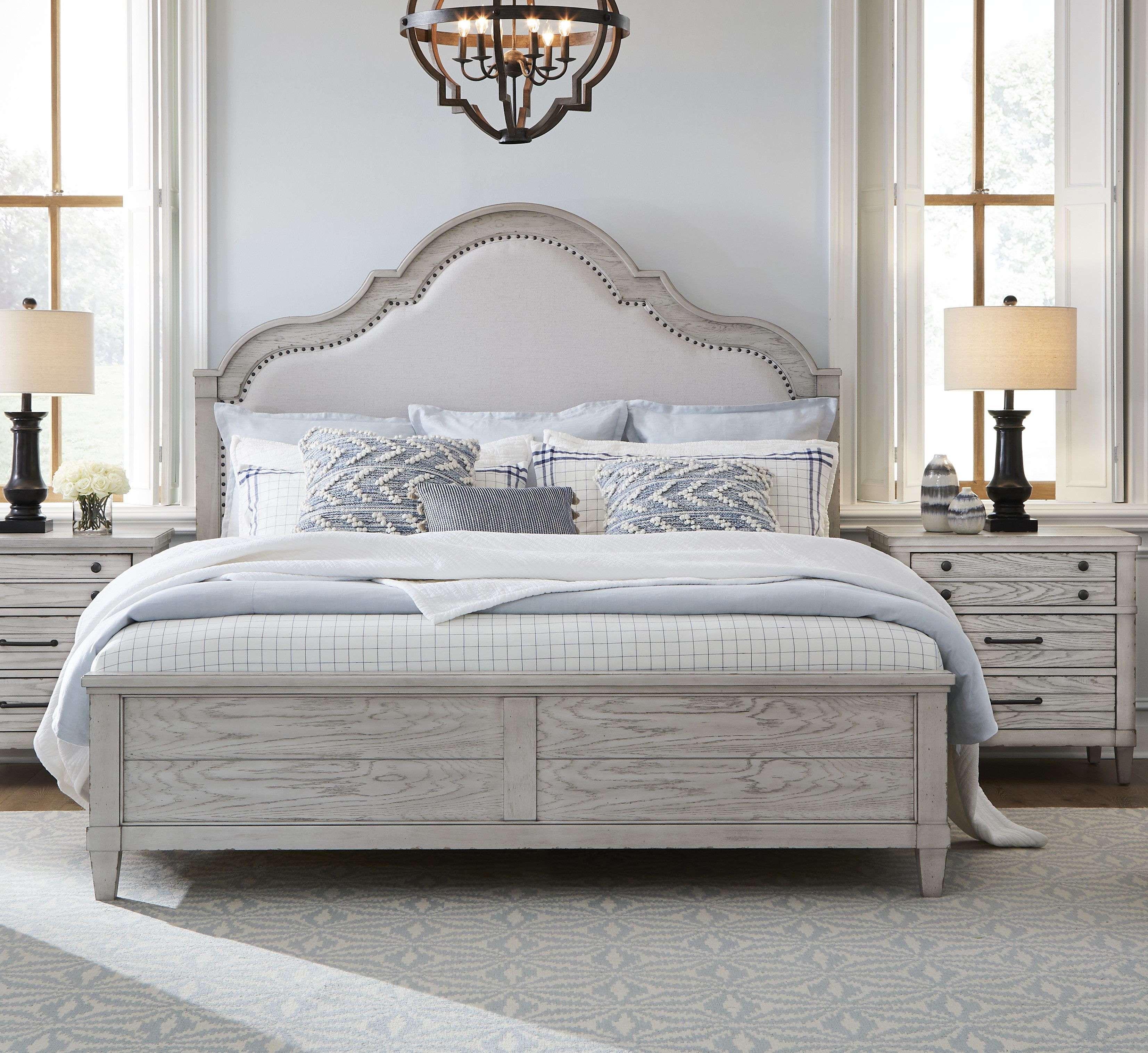 Legacy Furniture Belhaven Weathered Plank 2pc Bedroom Set With King Upholst...