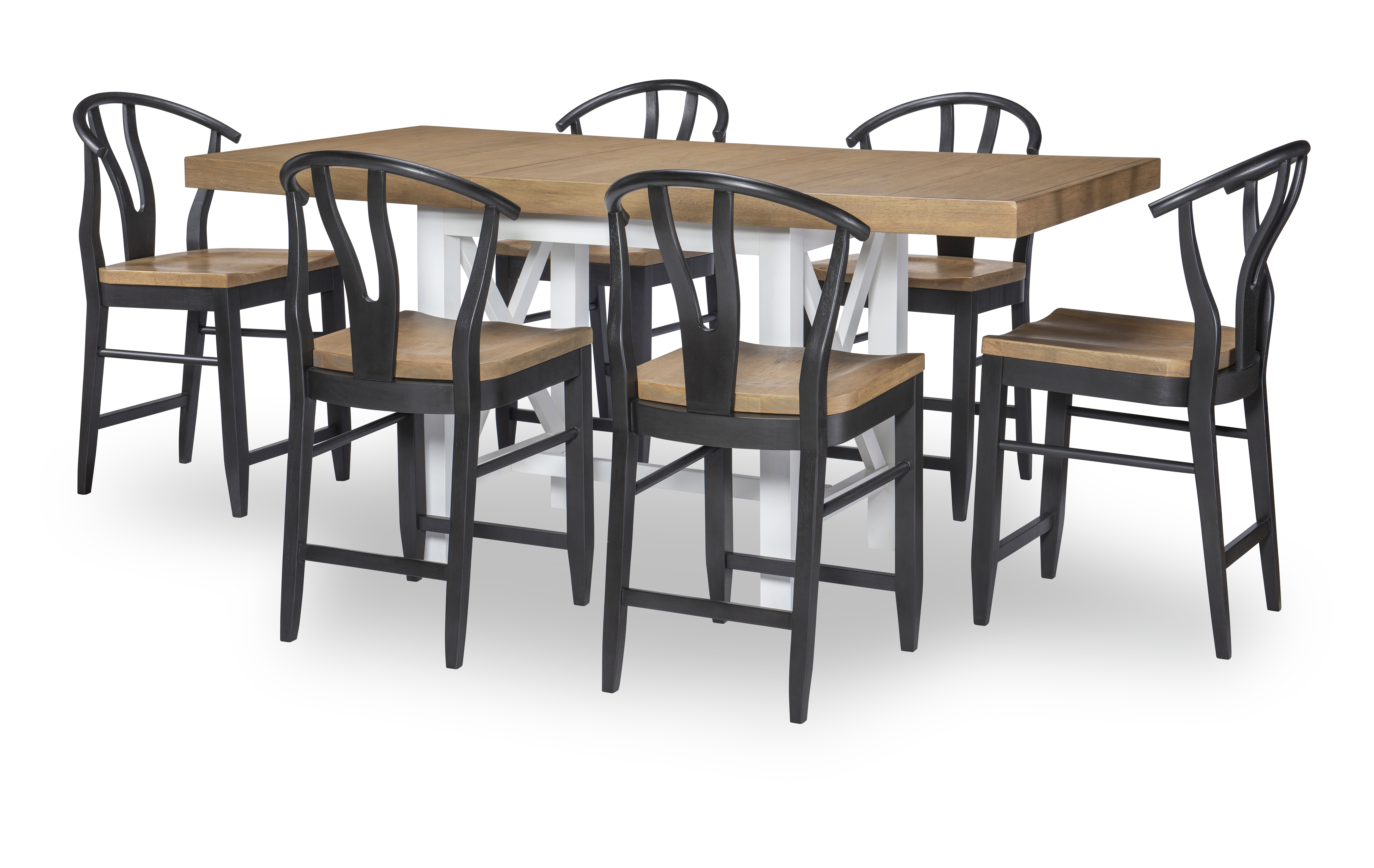 Legacy Furniture Franklin White Black Wood 7pc Counter Height Set