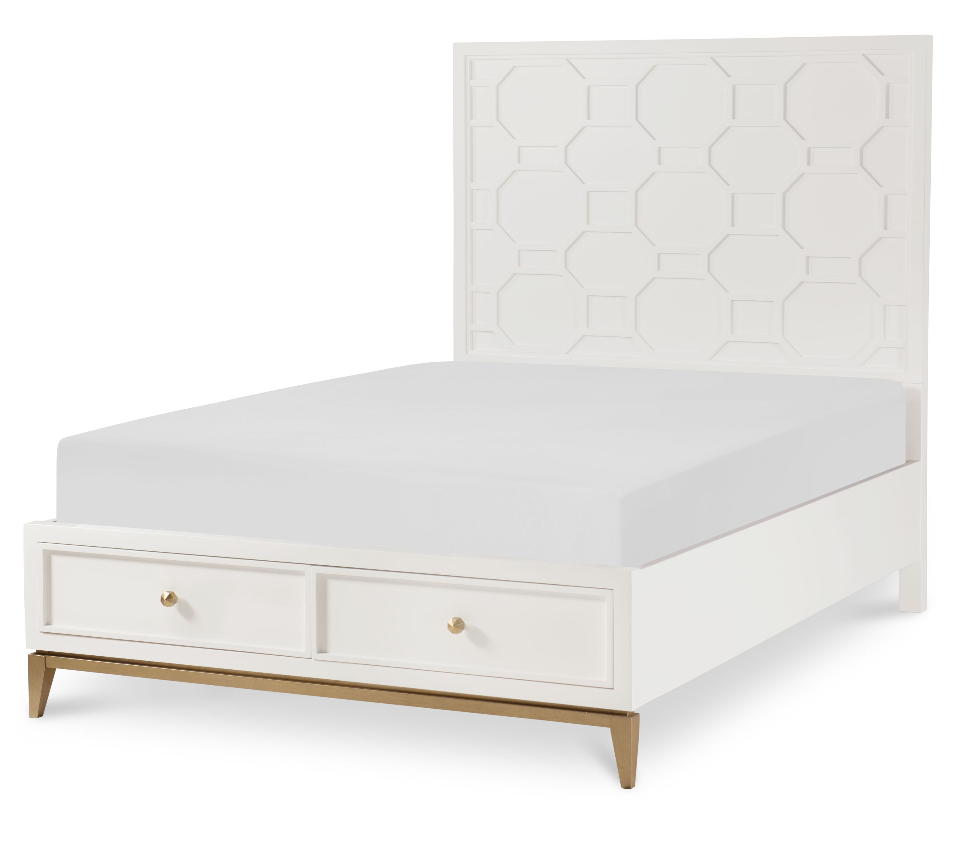 Legacy Kids Chelsea By Rr White Gold Full Panel Bed with Storage Footboard