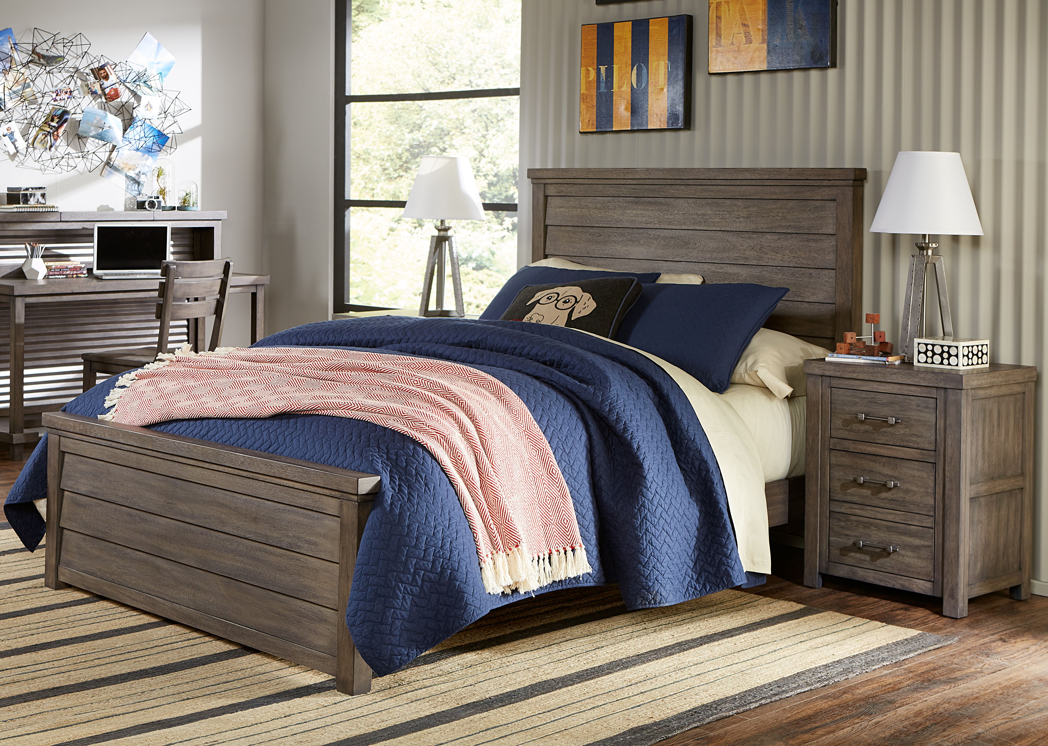 Legacy Kids Bunkhouse Aged Barnwood 2pc Kids Bedroom Set with Full Panel Be...