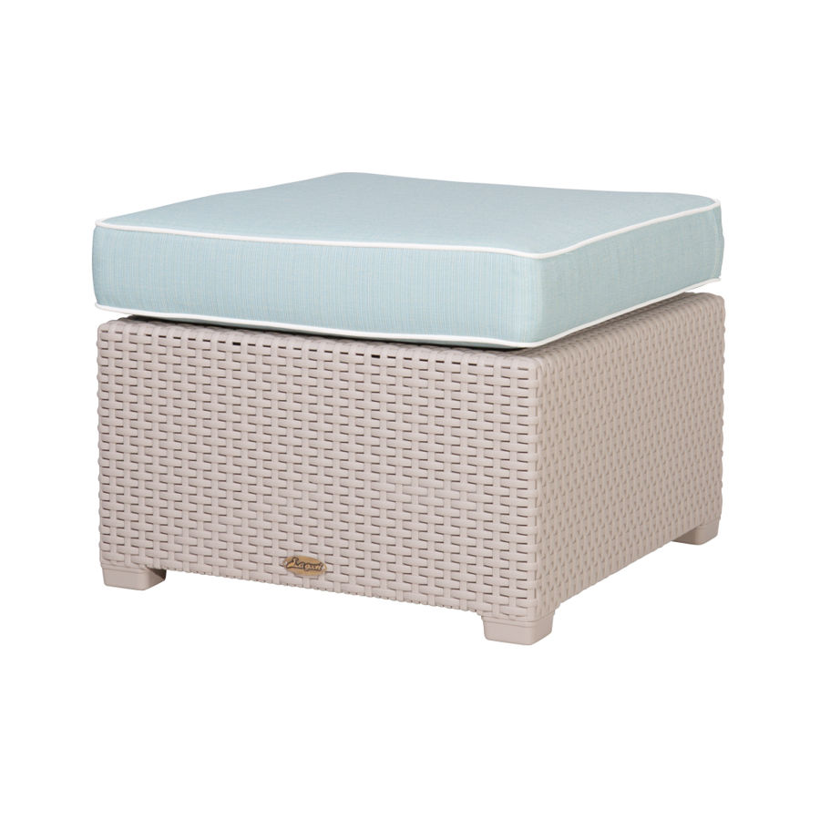 Lagoon Magnolia Grey Rattan Blue Cushion Ottoman