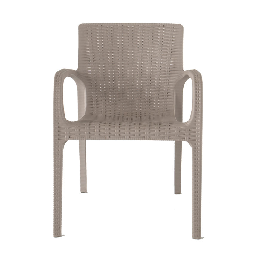 2 Lagoon Koppla Grey Rattan Stack Able Dining Arm Chairs
