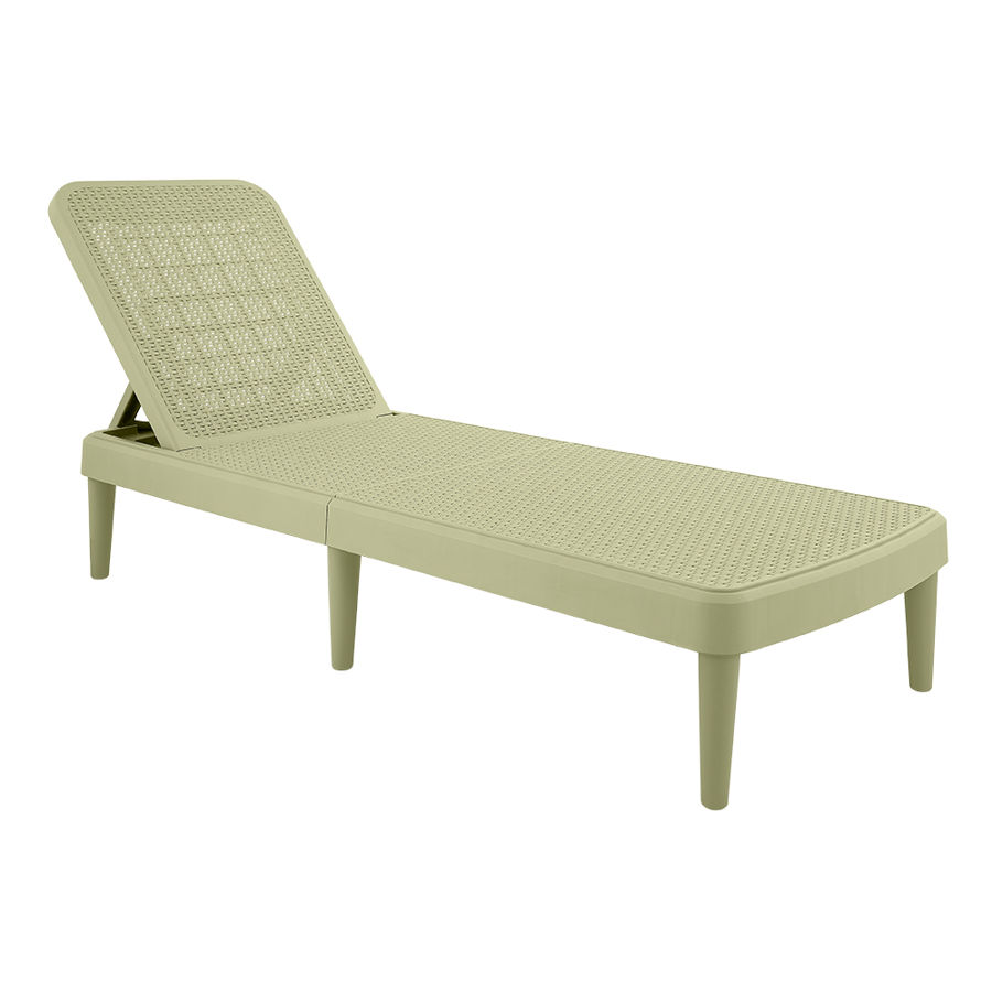 Lagoon Tahiti Wasabi Green Rattan without Cushion Chaise Lounge