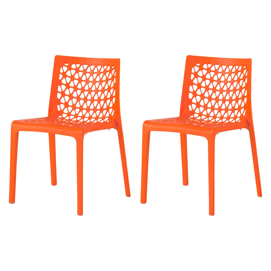 2 Lagoon Milan Orange Stackable Dining Chairs