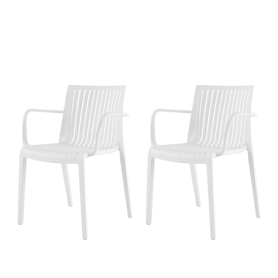 2 Lagoon Milos A White Stackable Arm Chairs