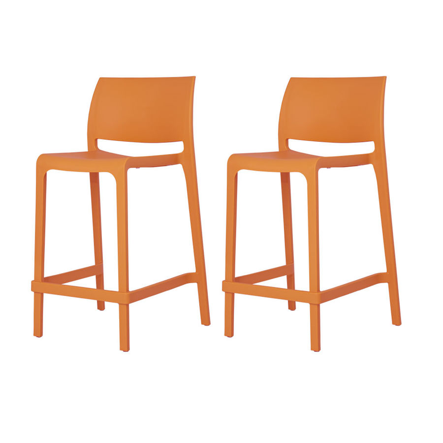2 Lagoon Sensilla Orange Stack Able Counter Stools