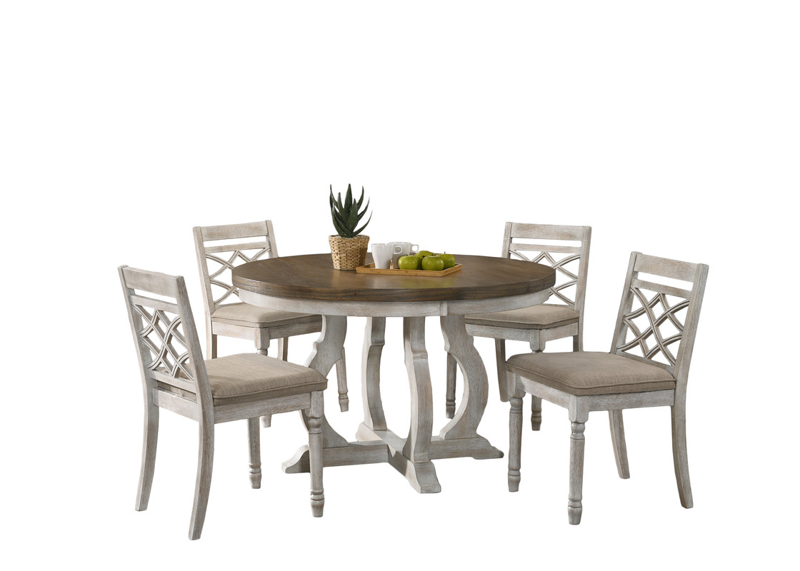 Lilola Home Havanna Vintage Walnut 5pc Round Dining Table Set